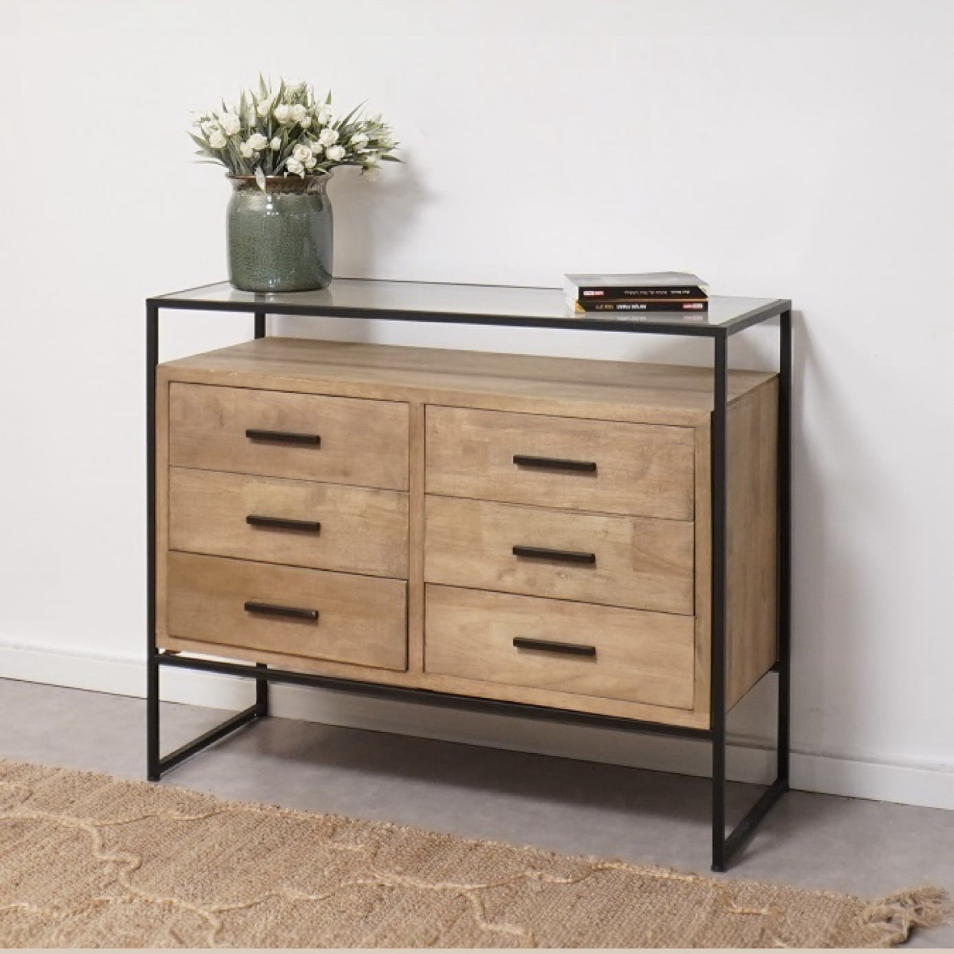 קומודה ניו יורק 6 מגירות דגם שחם קומודה ניו יורק 6 מגירות דגם שחם