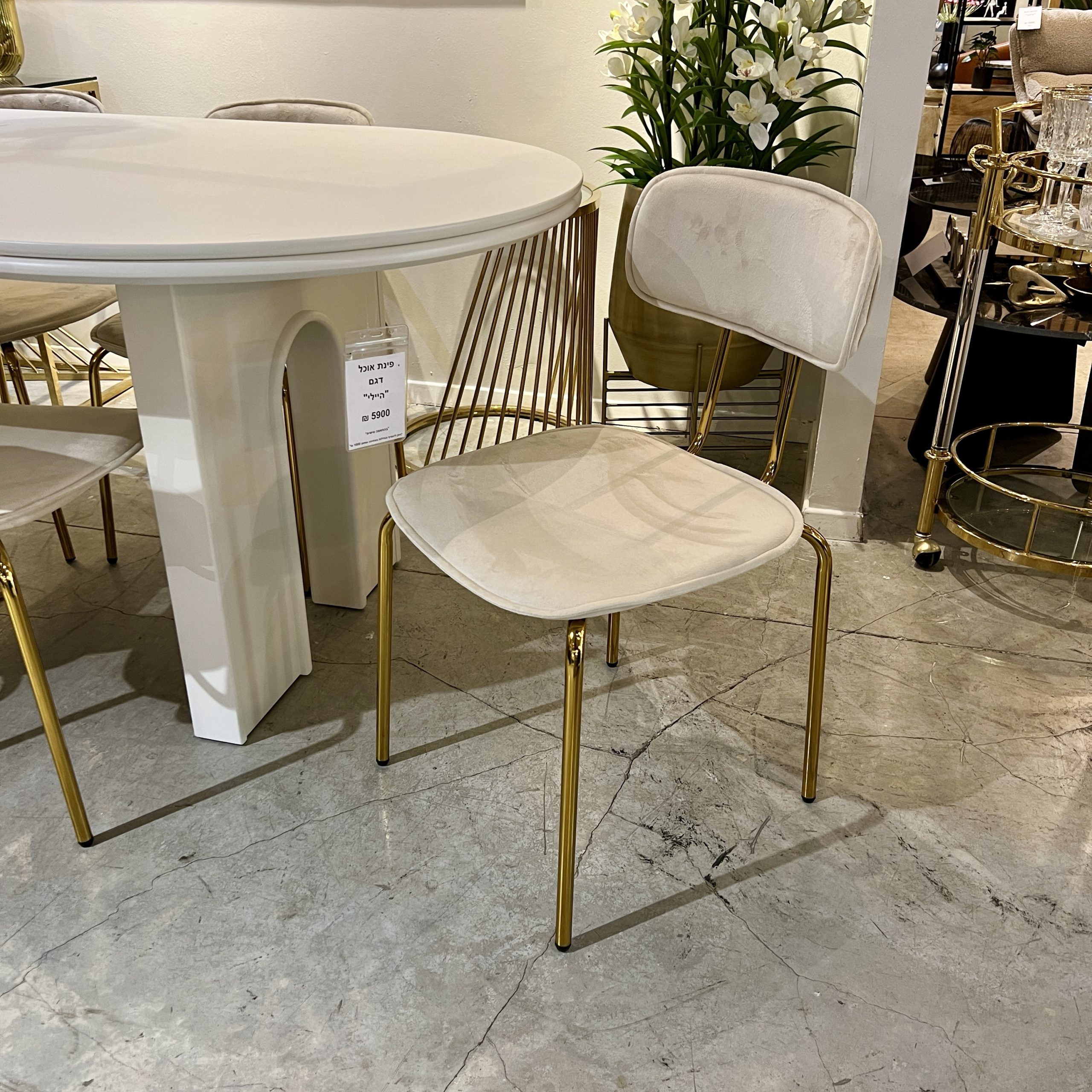 כיסא מעוצב יוקרתי בז דגם סטפני