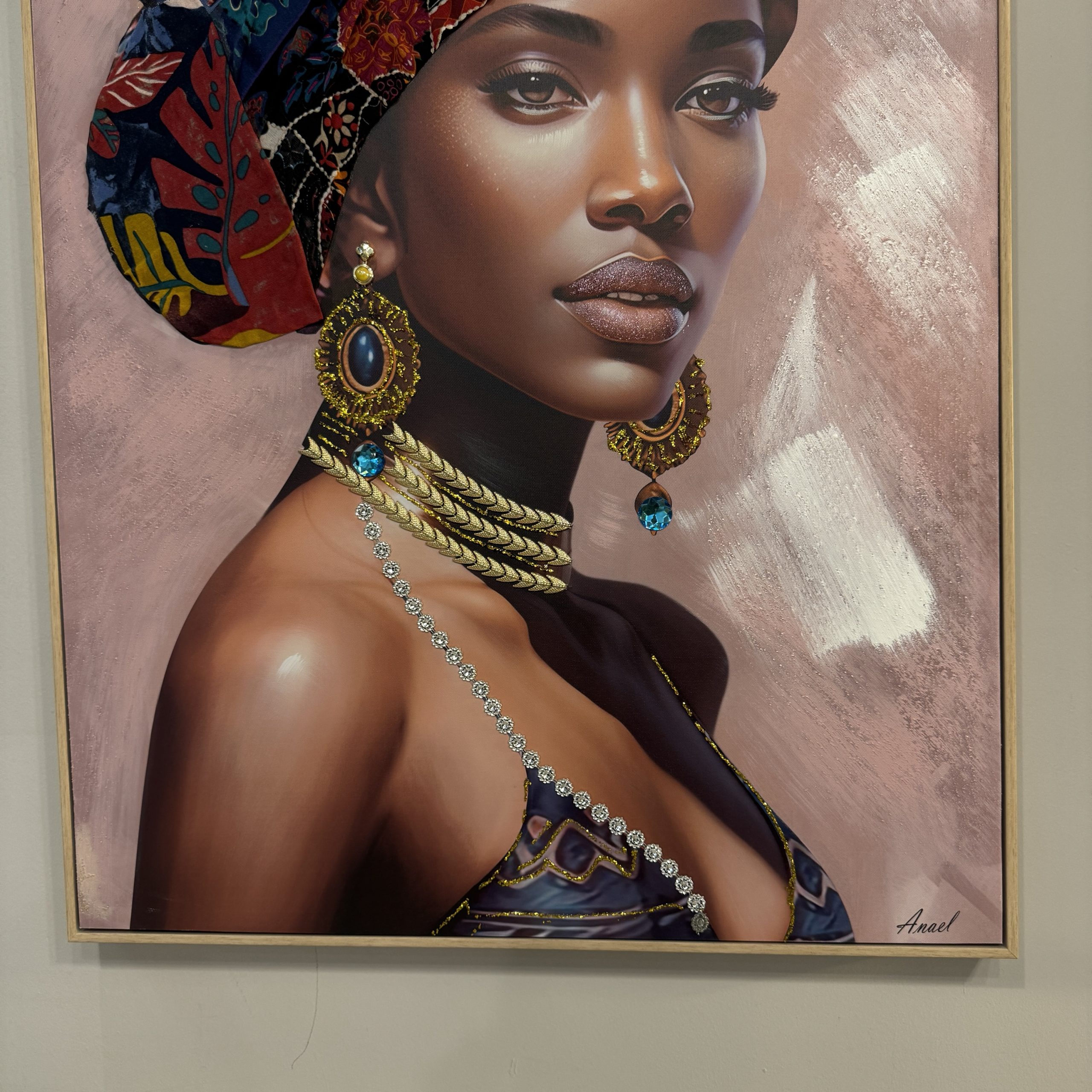 תמונת שמן אישה כהה בשילוב מסגרת זהב תמונת שמן אישה כהה בשילוב מסגרת זהב