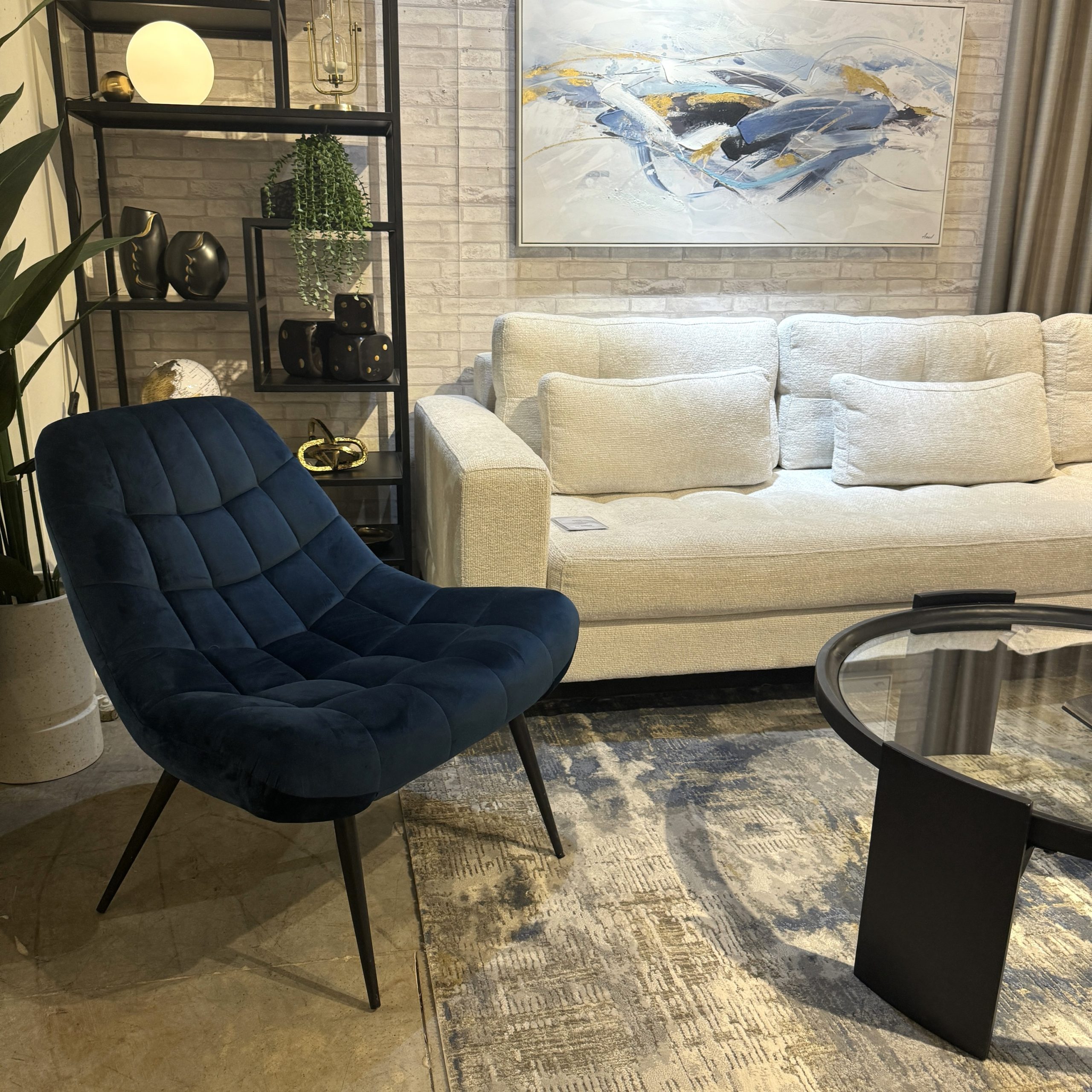 כורסא בד קטיפה כחול דגם מון כורסא בד קטיפה כחול דגם מון