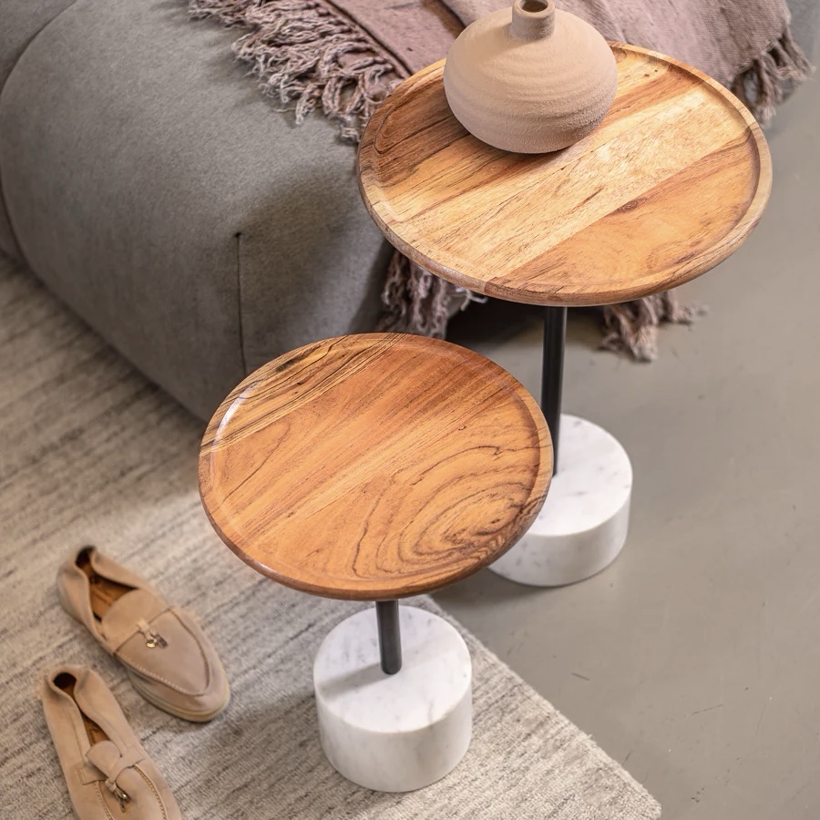 סט 2 שולחנות וודי מרבל סט 2 שולחנות וודי מרבל