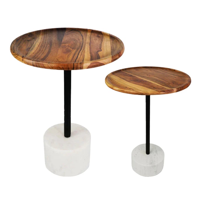 סט 2 שולחנות וודי מרבל סט 2 שולחנות וודי מרבל