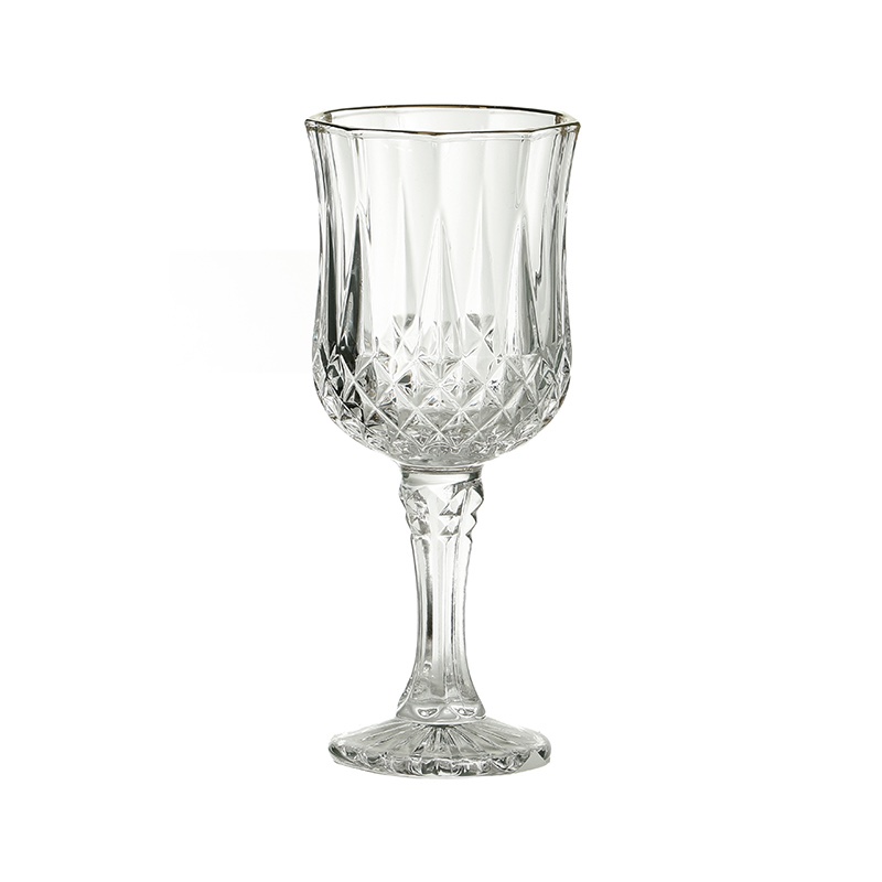 סט 6 גביעי יין זכוכית מעויינים פס זהב סט 6 גביעי יין זכוכית מעויינים פס זהב