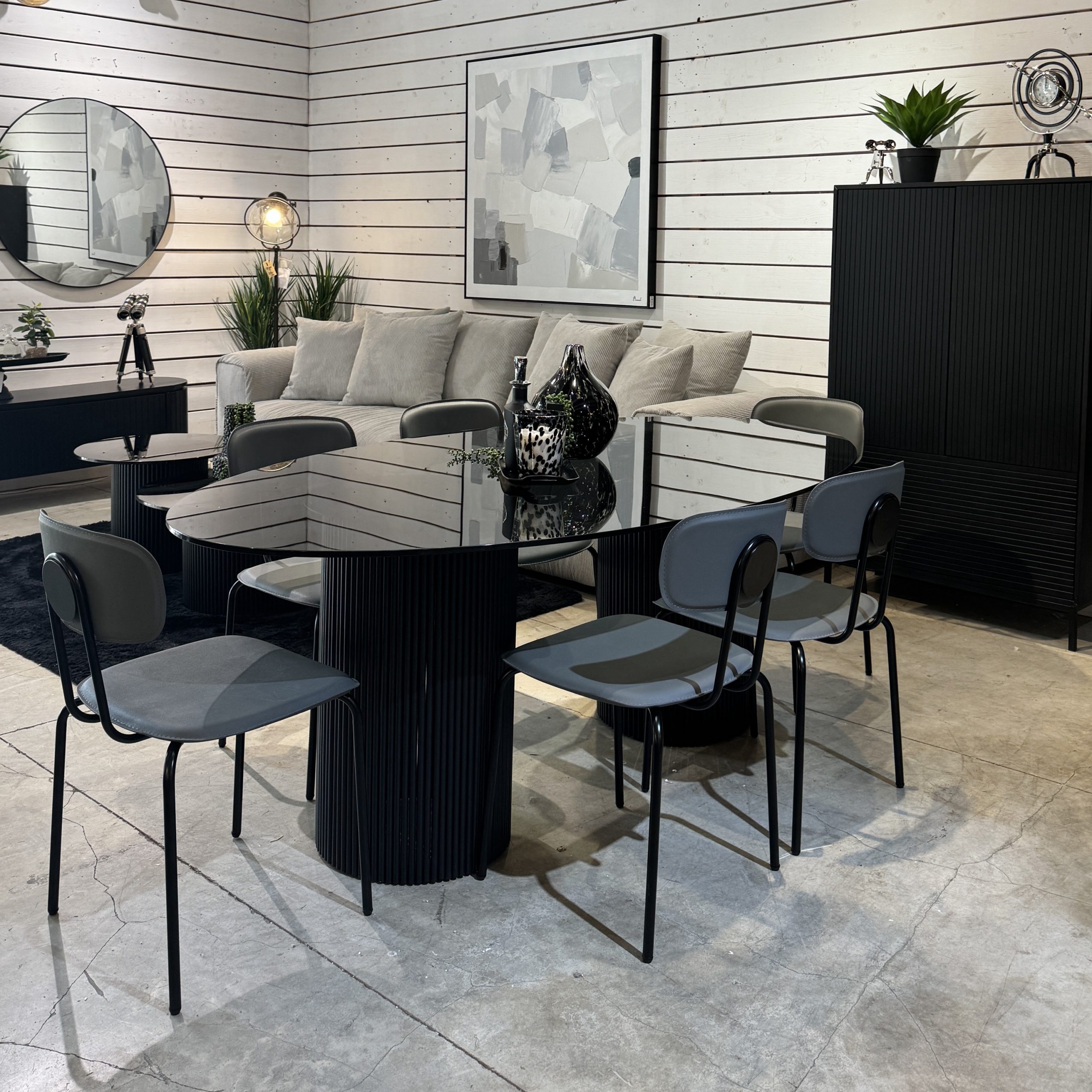 כיסא פינת אוכל מעוצב דמוי עור אפור דגם סטפני- sale כיסא פינת אוכל מעוצב דמוי עור אפור דגם סטפני- sale