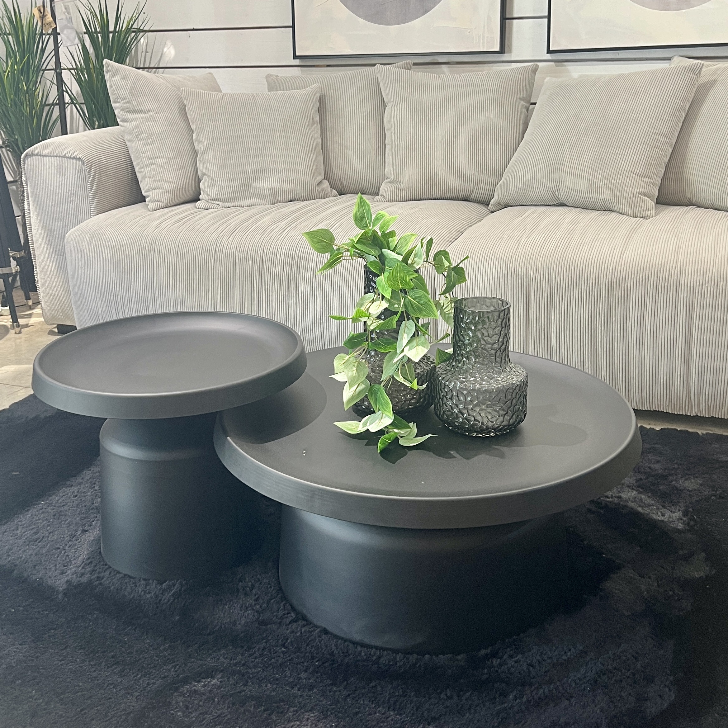 סט שולחנות סלון עגולים קלין בלק דגם קימי סט שולחנות סלון עגולים קלין בלק דגם קימי