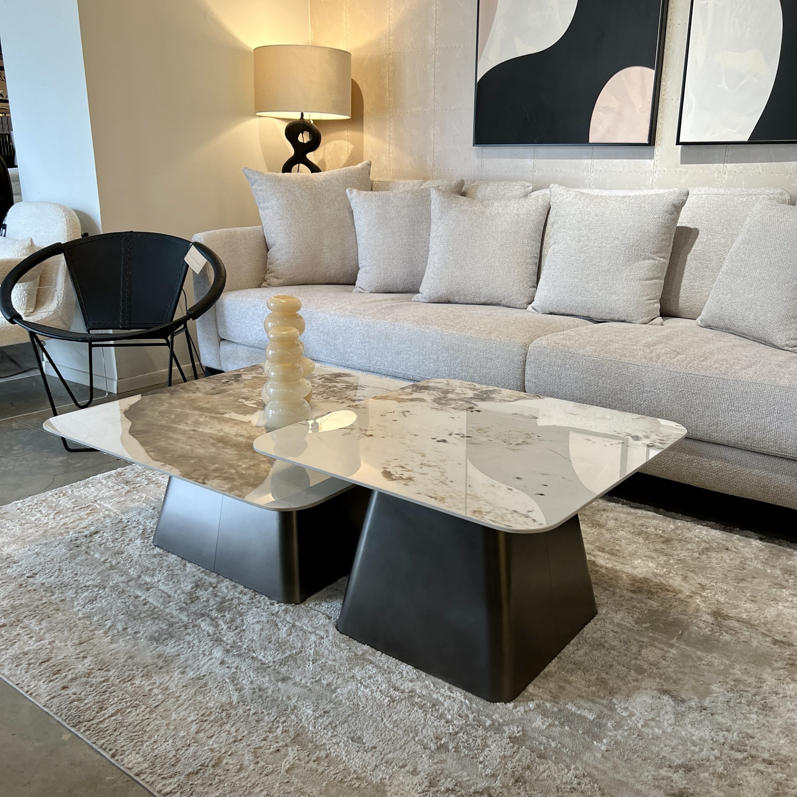 סט שולחנות סלון מרובע מרבל דגם קימי