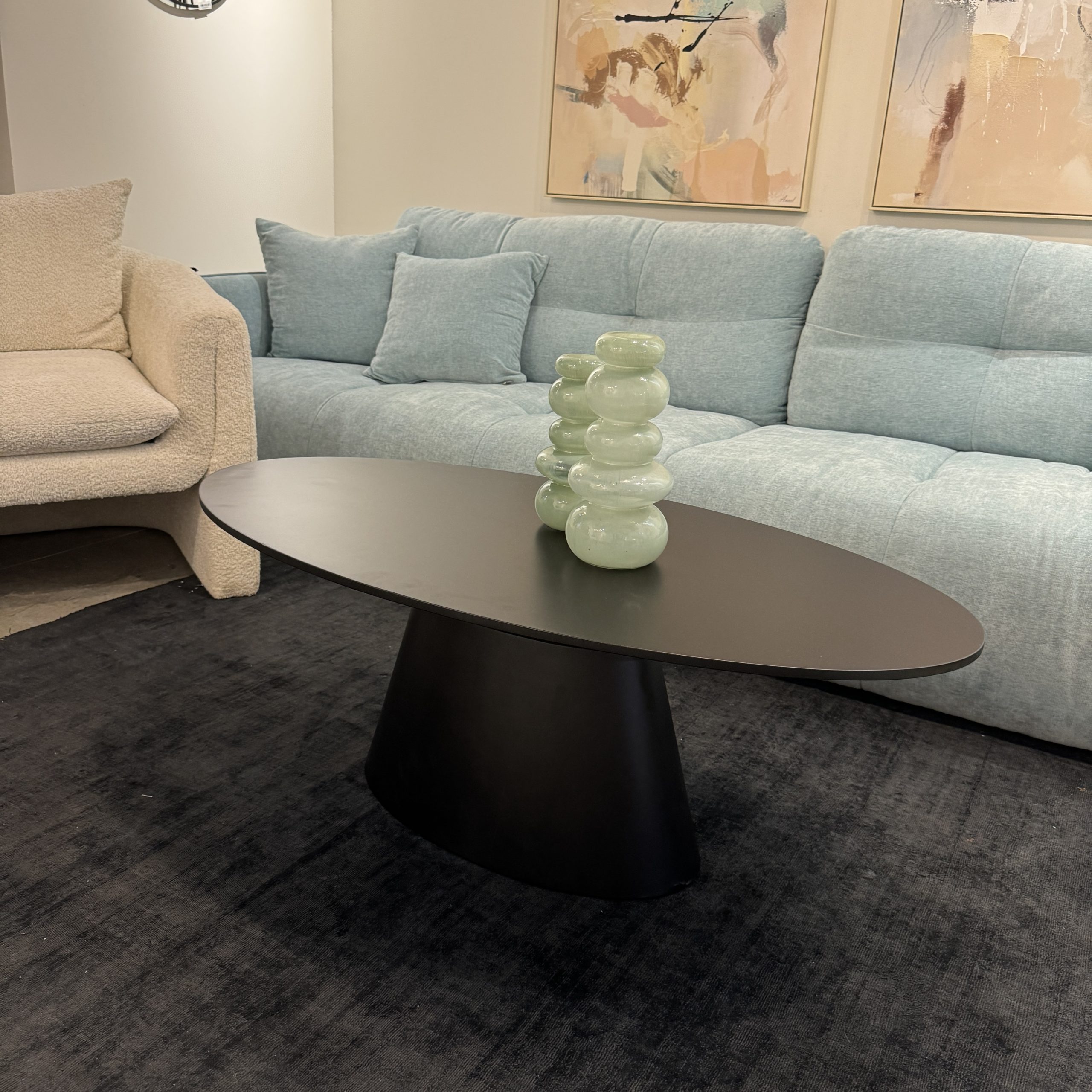 שולחן סלון אובלי שחור מט דגם ווד קימי שולחן סלון אובלי שחור מט דגם ווד קימי