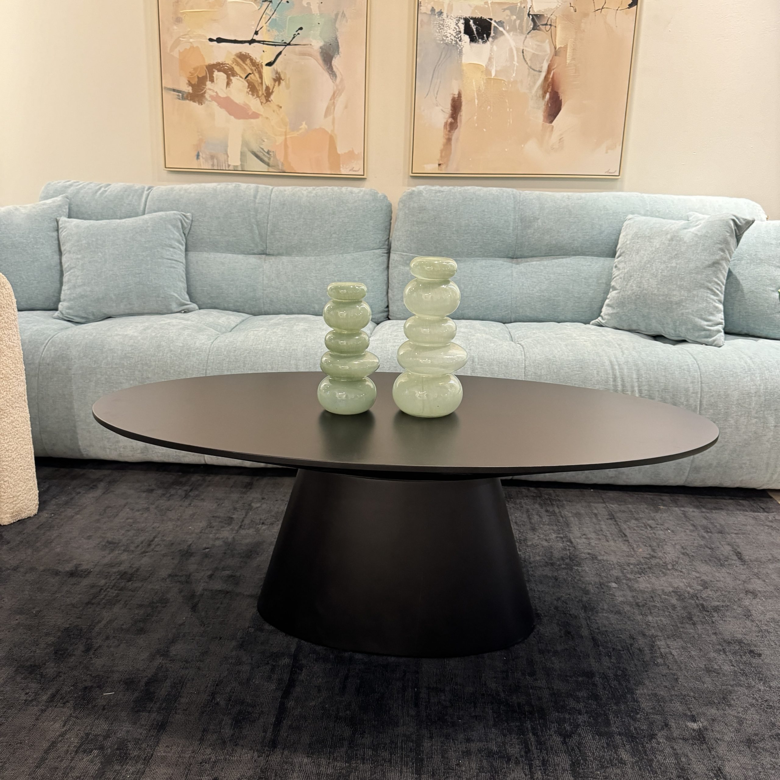 שולחן סלון אובלי שחור מט דגם ווד קימי שולחן סלון אובלי שחור מט דגם ווד קימי