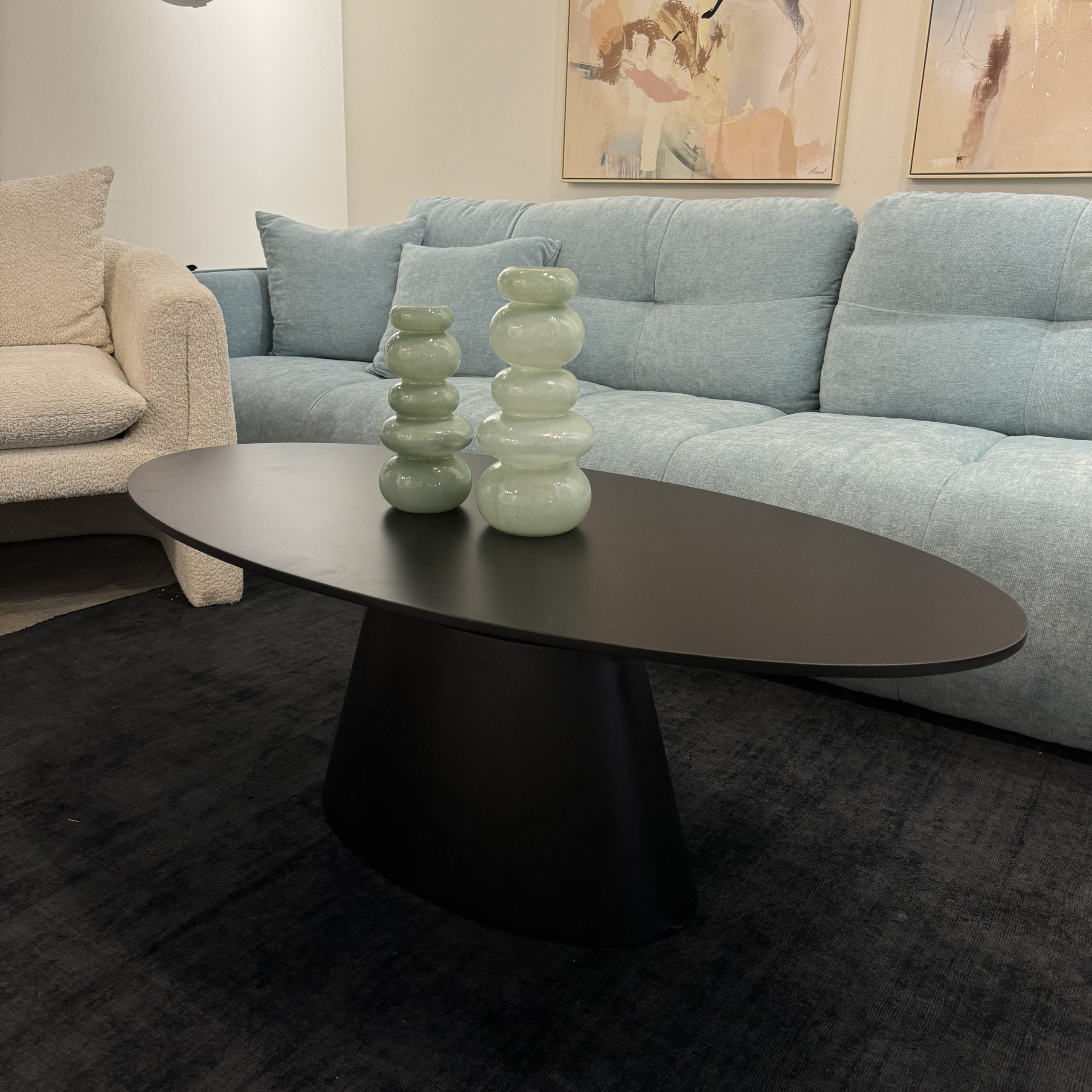 שולחן סלון אובלי שחור מט דגם ווד קימי שולחן סלון אובלי שחור מט דגם ווד קימי