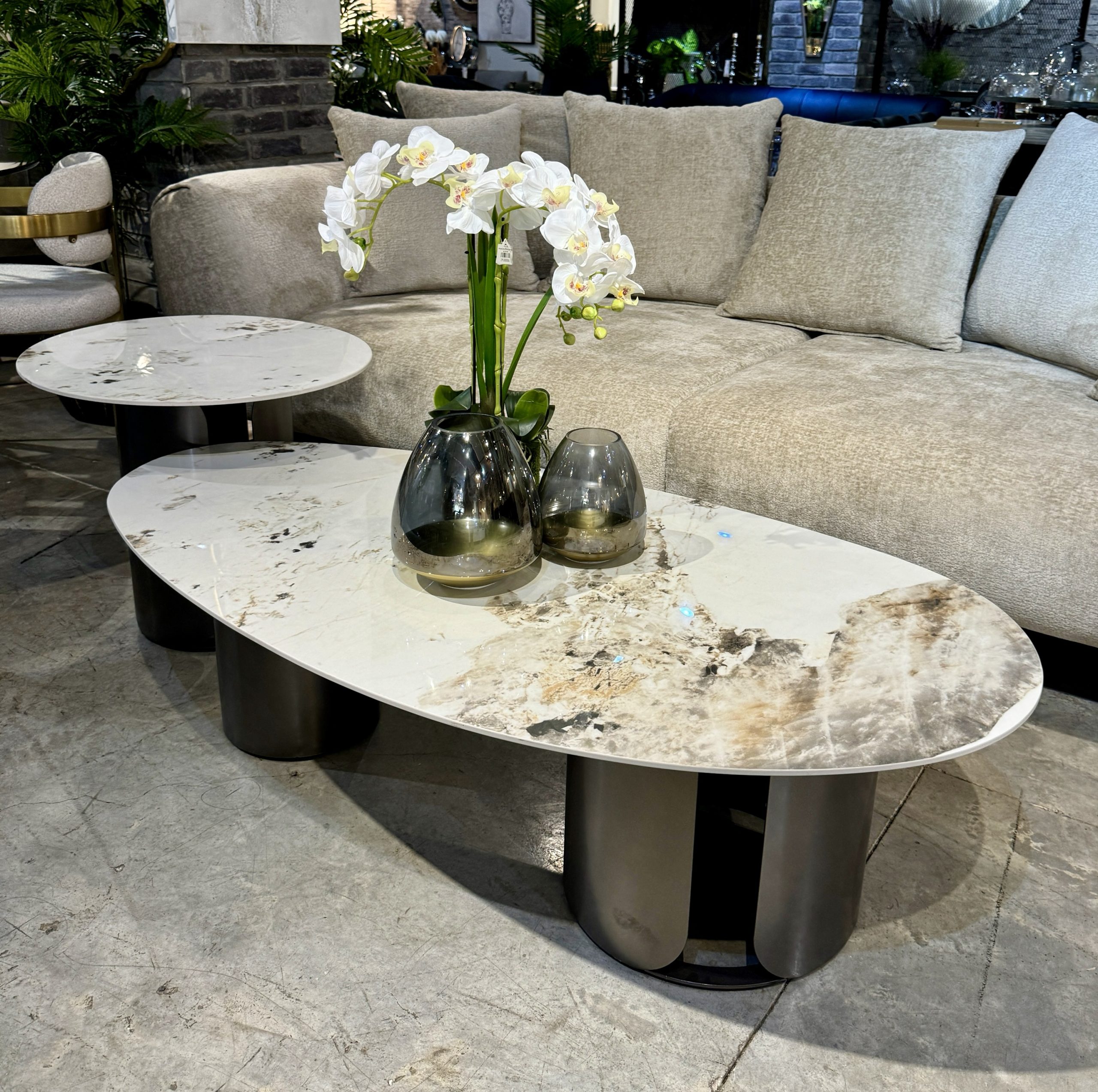 שולחן סלון אובלי מרבל דגם קימי