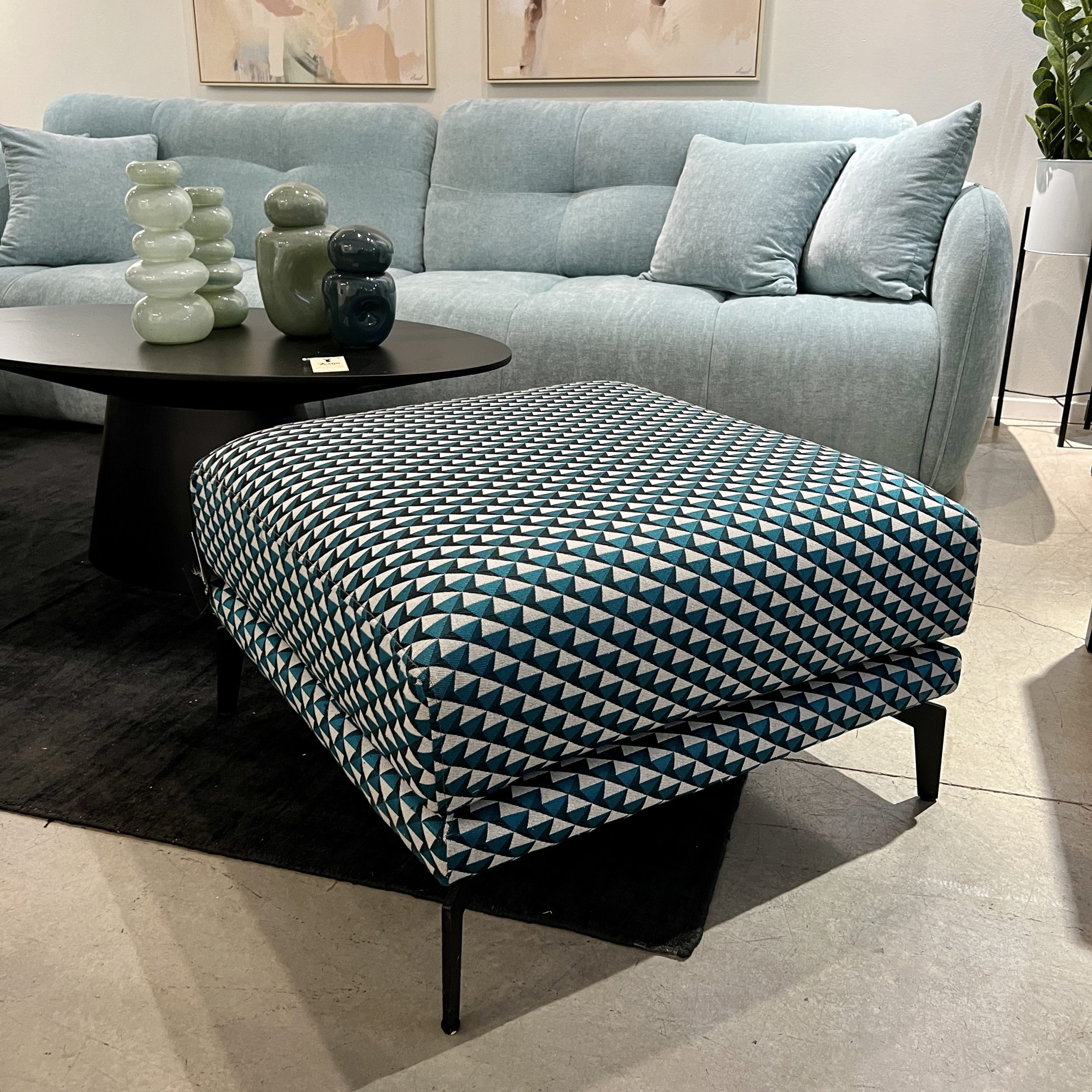 הדום מרובע 70/70 בד טורקיז מקושקש