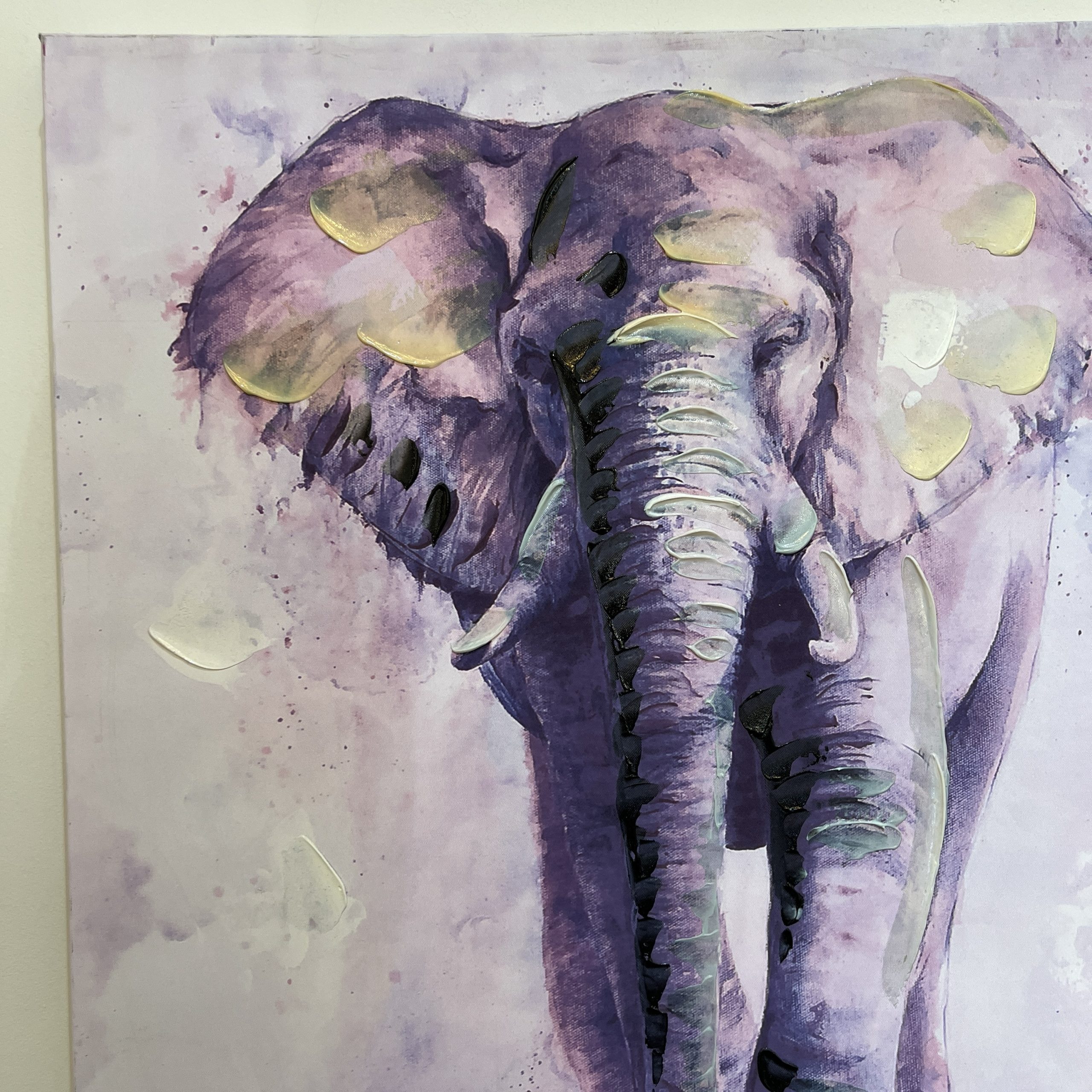 תמונה עבודת יד קנבס פיל צבעוני 80/80 דגם איקו תמונה עבודת יד קנבס פיל צבעוני 80/80 דגם איקו