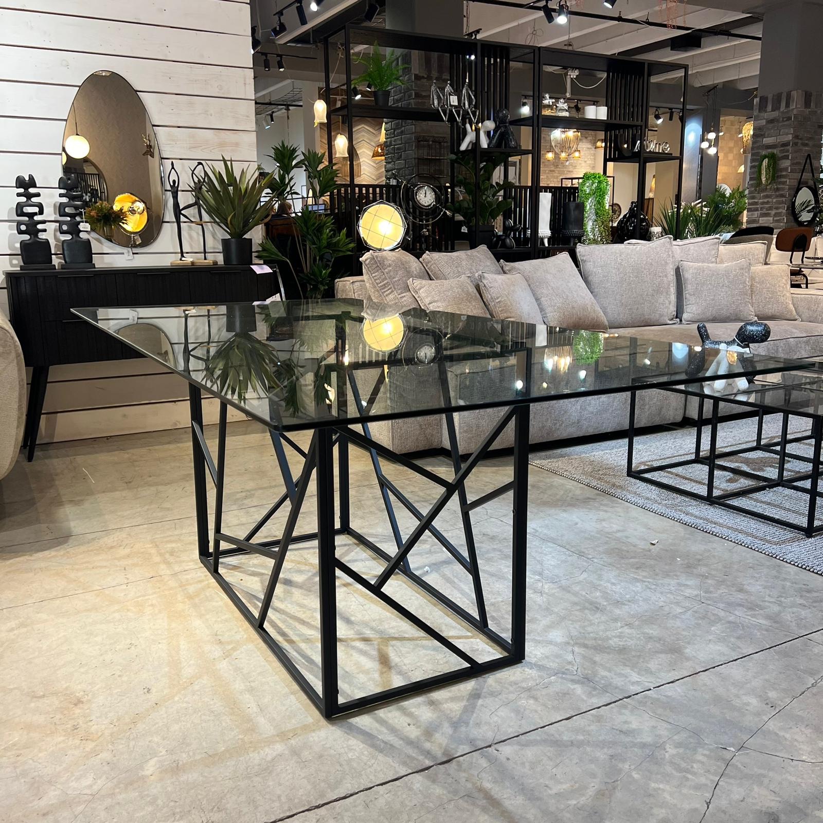 שולחן פינת אוכל זכוכית מלבני רגלי נירוסטה שחור דגם נוקס במבצע! שולחן פינת אוכל זכוכית מלבני רגלי נירוסטה שחור דגם נוקס במבצע!