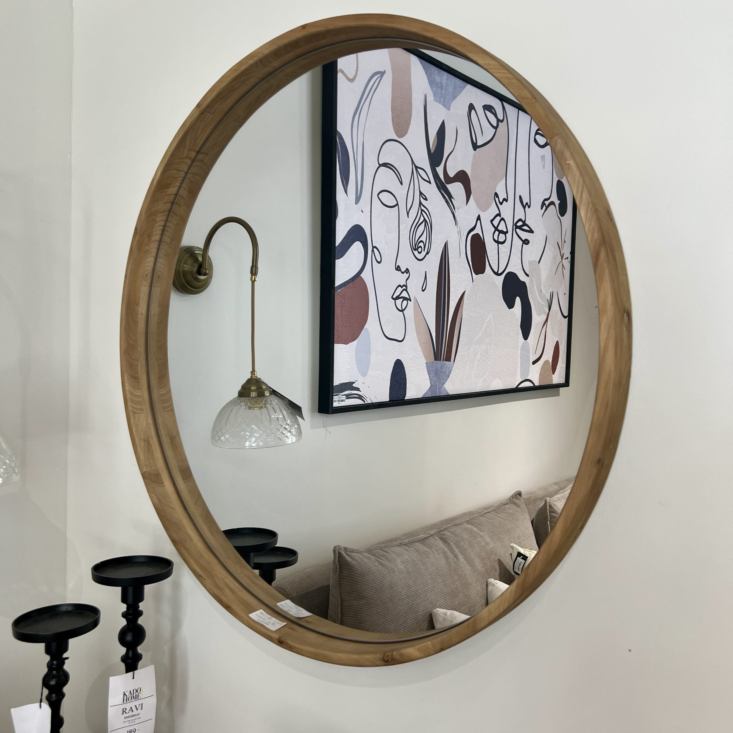 מראה עץ טבעי קוטר 80 דגם שחם מראה עץ טבעי קוטר 80 דגם שחם