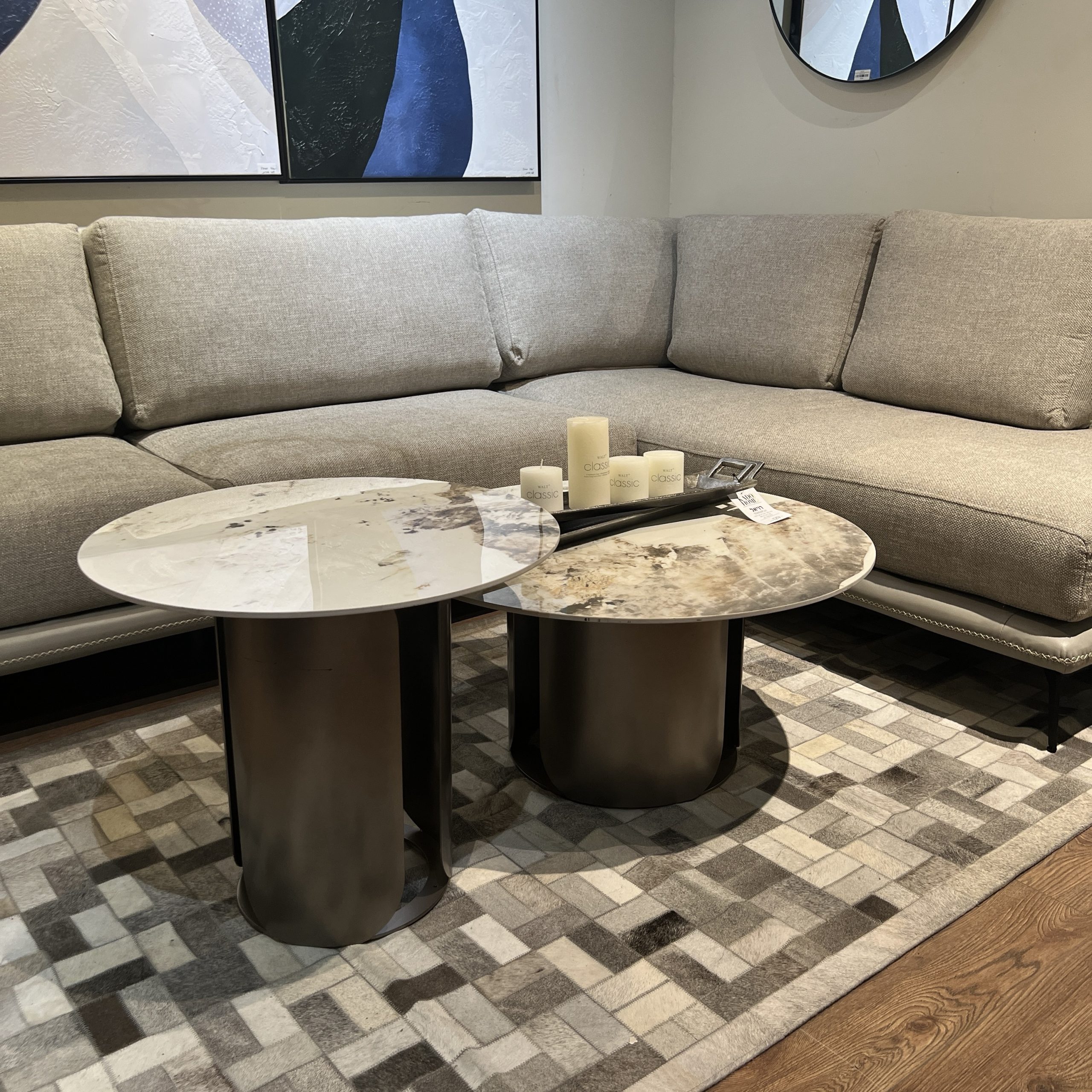 סט שולחנות סלון עגול מרבל דגם קימי