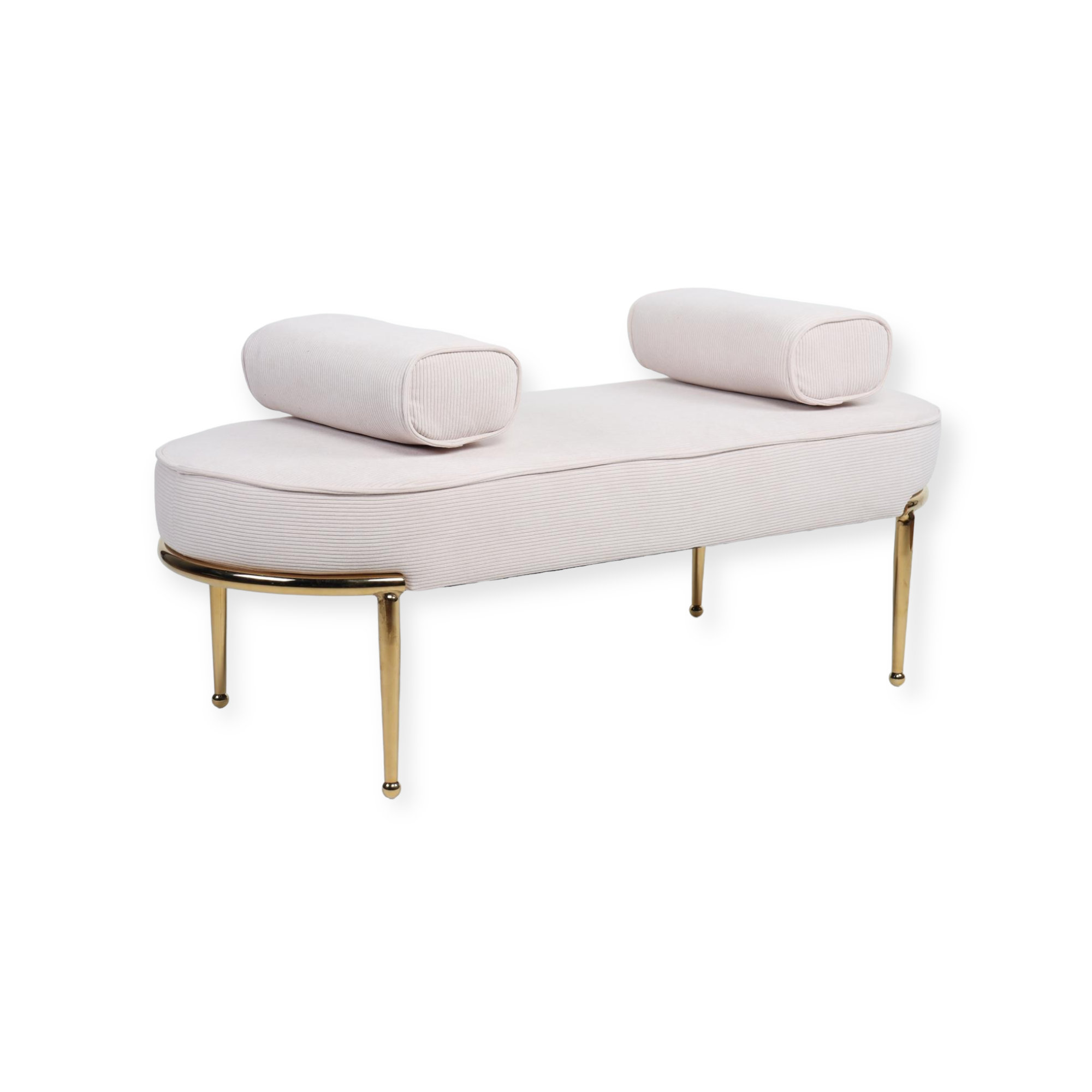 הדום מלבני רגלי ברזל זהב קורדרוי שמנת הדום מלבני רגלי ברזל זהב קורדרוי שמנת