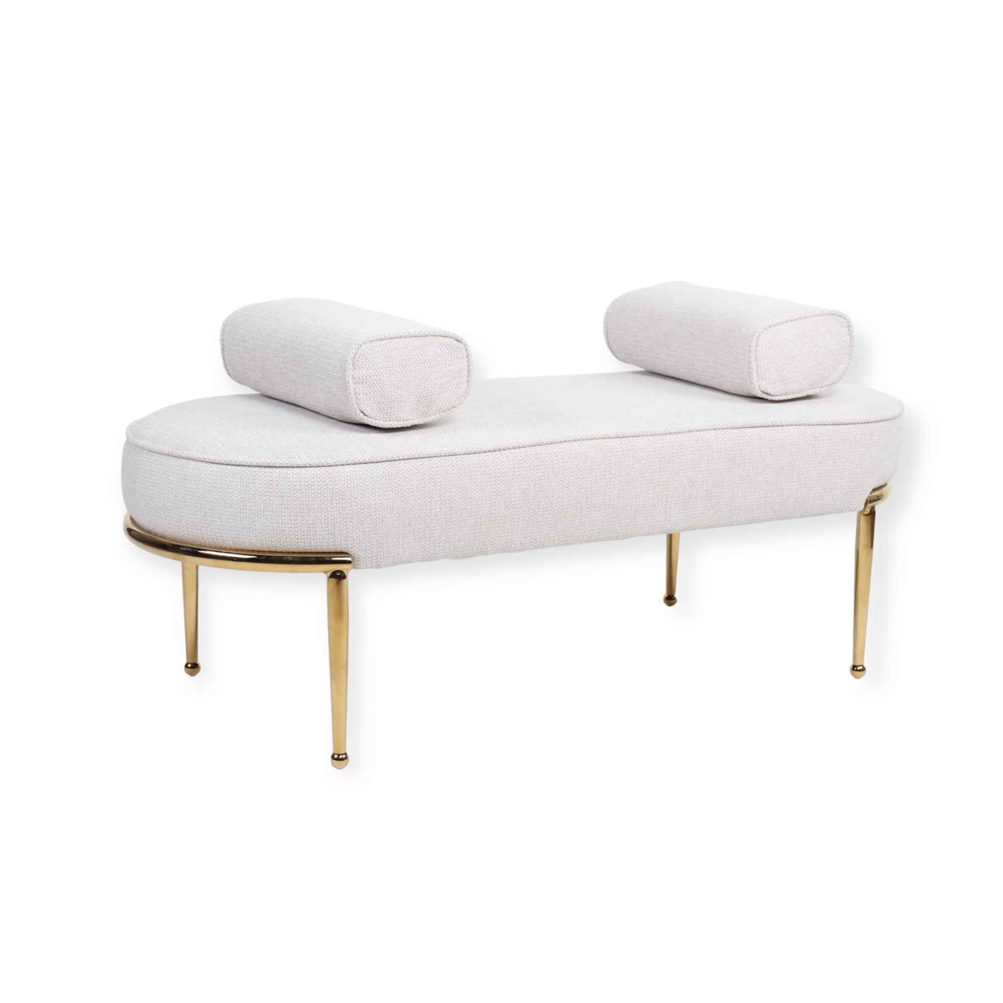 הדום מלבני רגלי ברזל זהב אריג שמנת הדום מלבני רגלי ברזל זהב אריג שמנת