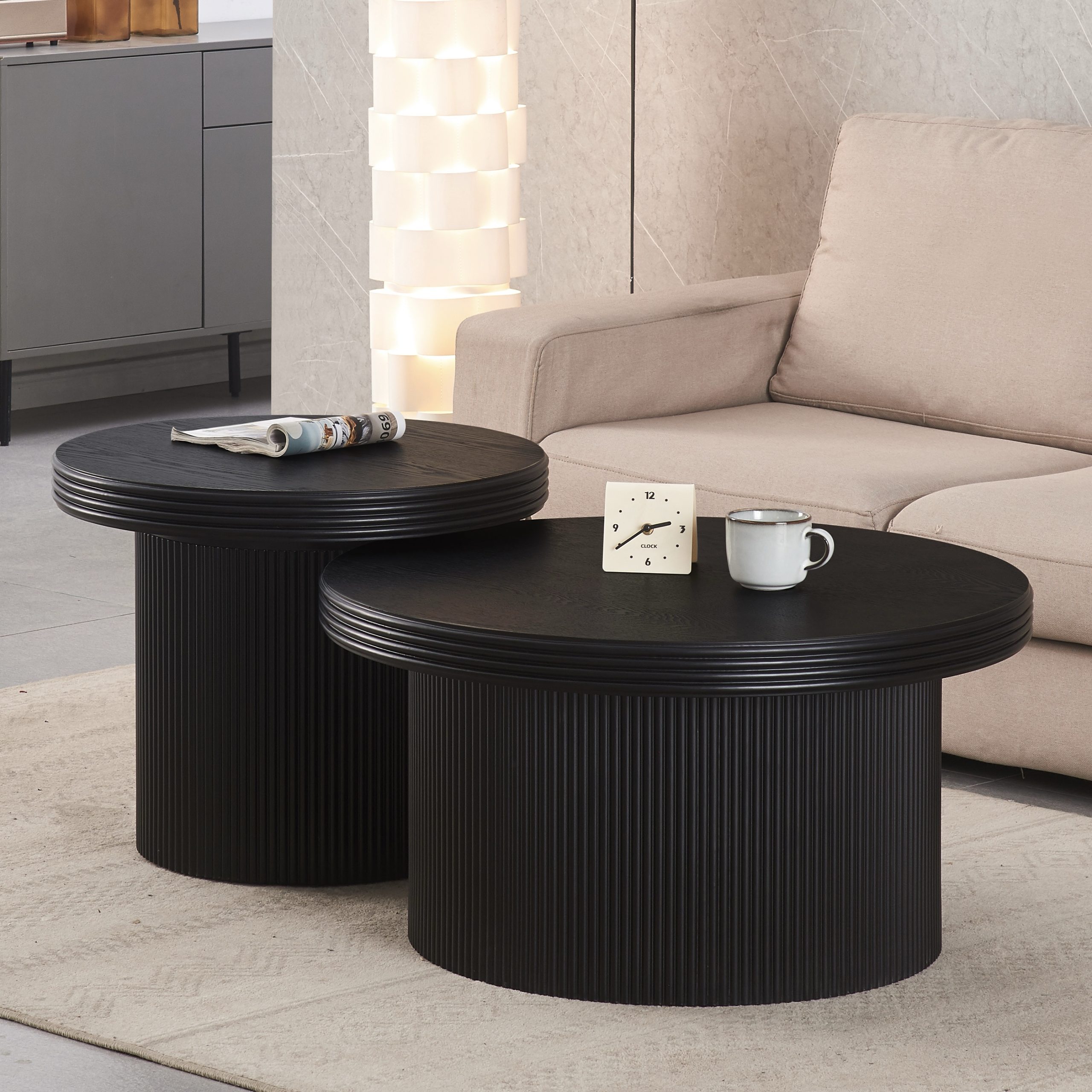 סט שולחנות סלון עגולים שחור דגם סלינה photo number 5