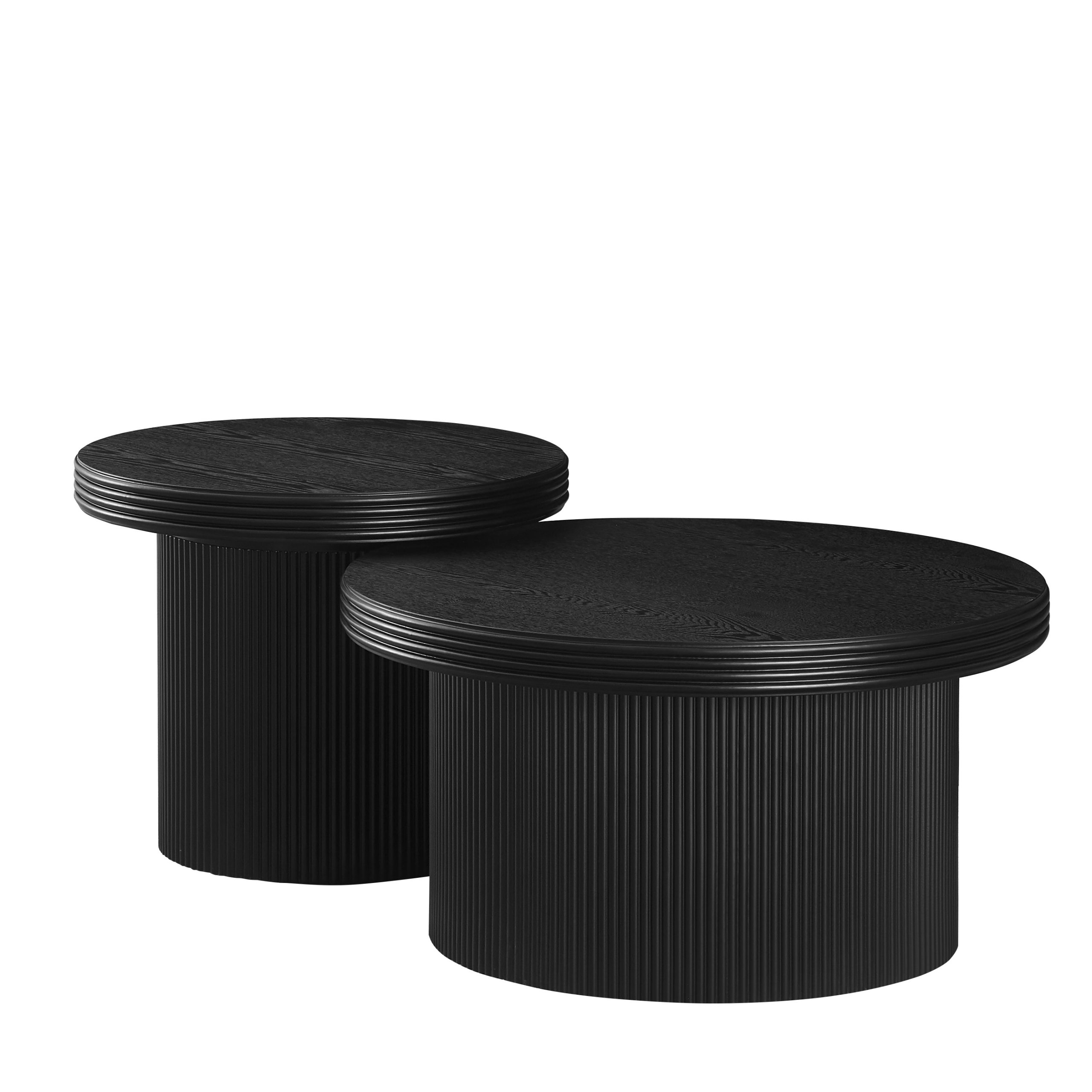 סט שולחנות סלון עגולים שחור דגם סלינה סט שולחנות סלון עגולים שחור דגם סלינה