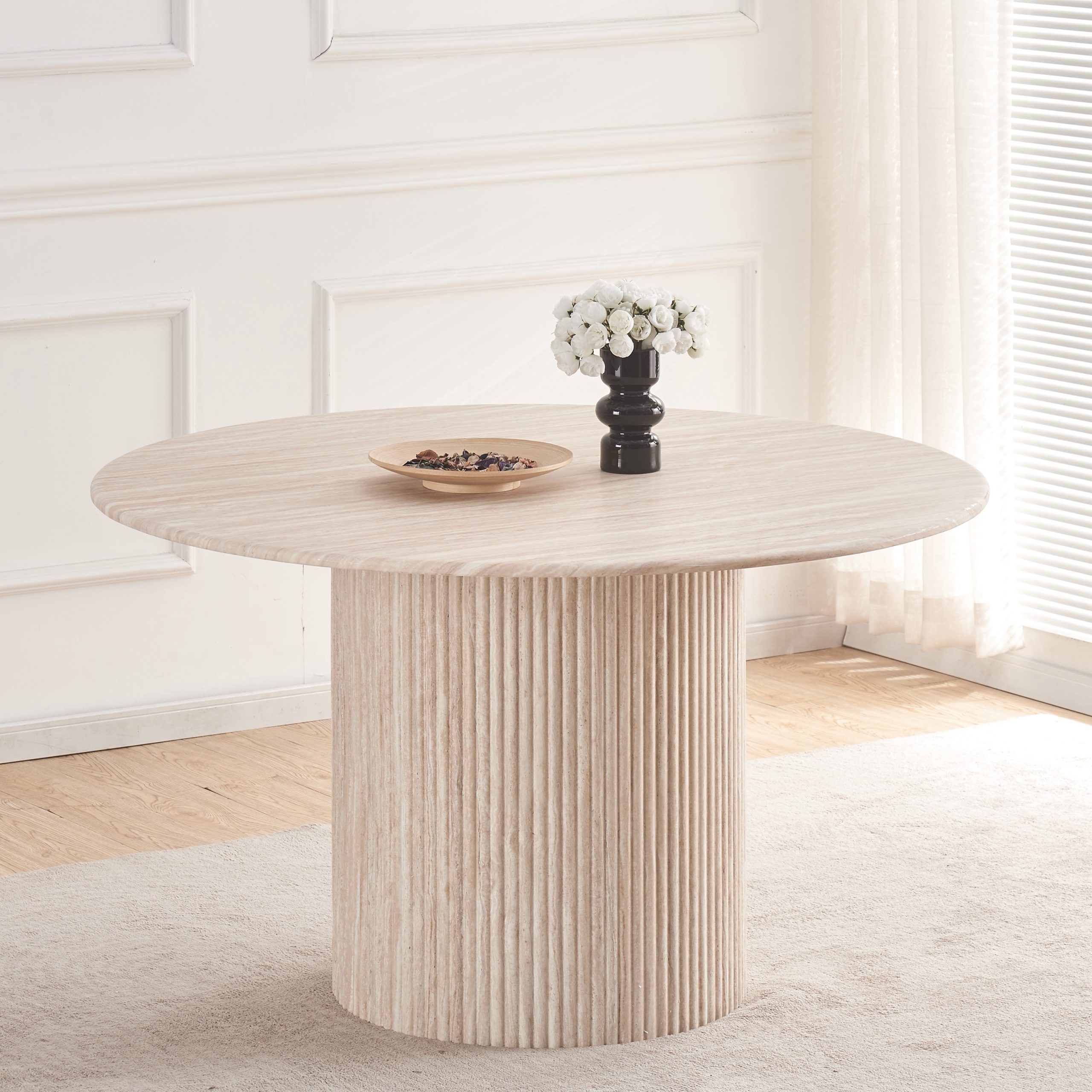 שולחן אוכל עגול טרוורטין דגם סלינה photo number 5