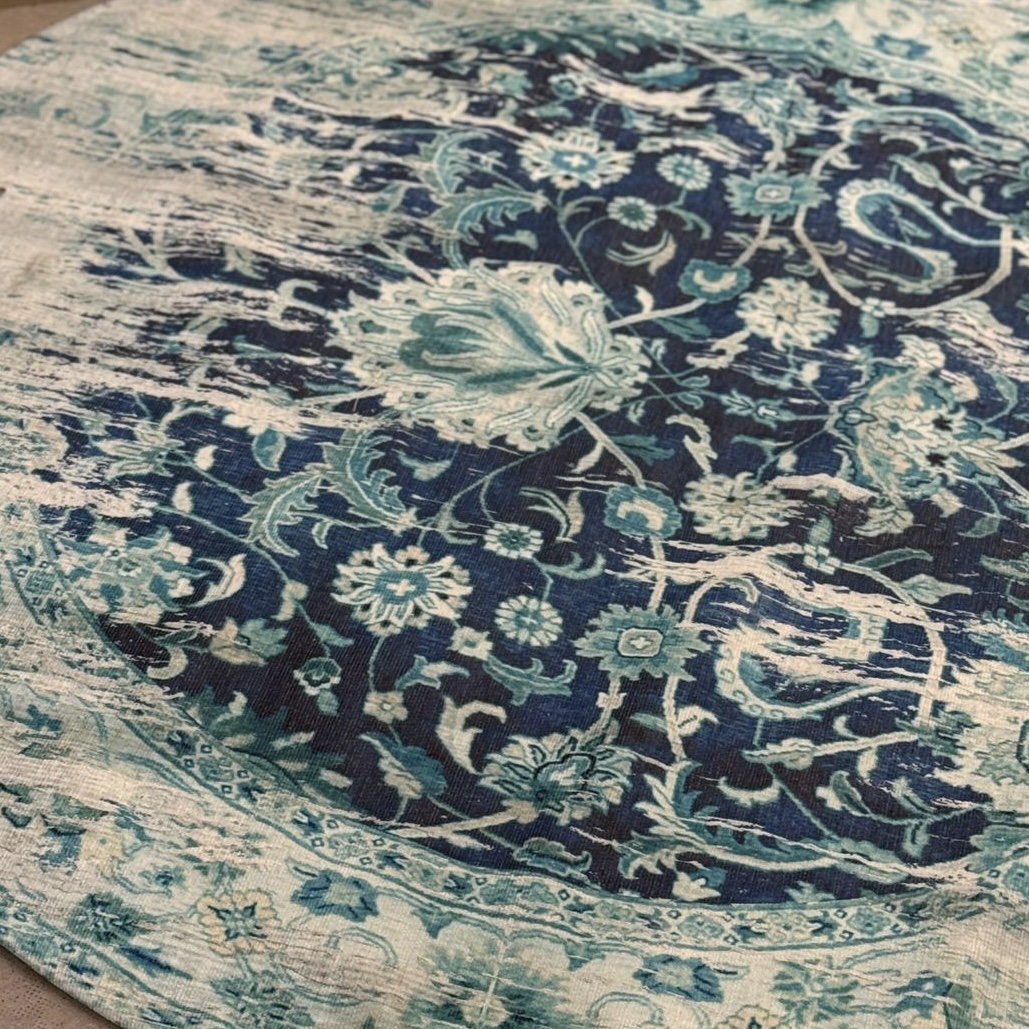 שטיח עגול בוהו פרחוני טורקיז דגם סיה שטיח עגול בוהו פרחוני טורקיז דגם סיה