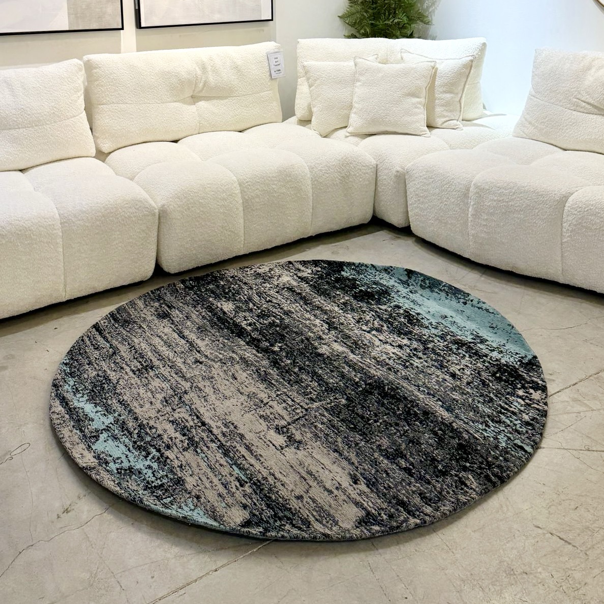 שטיח עגול אבסטרקטי בגווני כחול דגם סטאר שטיח עגול אבסטרקטי בגווני כחול דגם סטאר