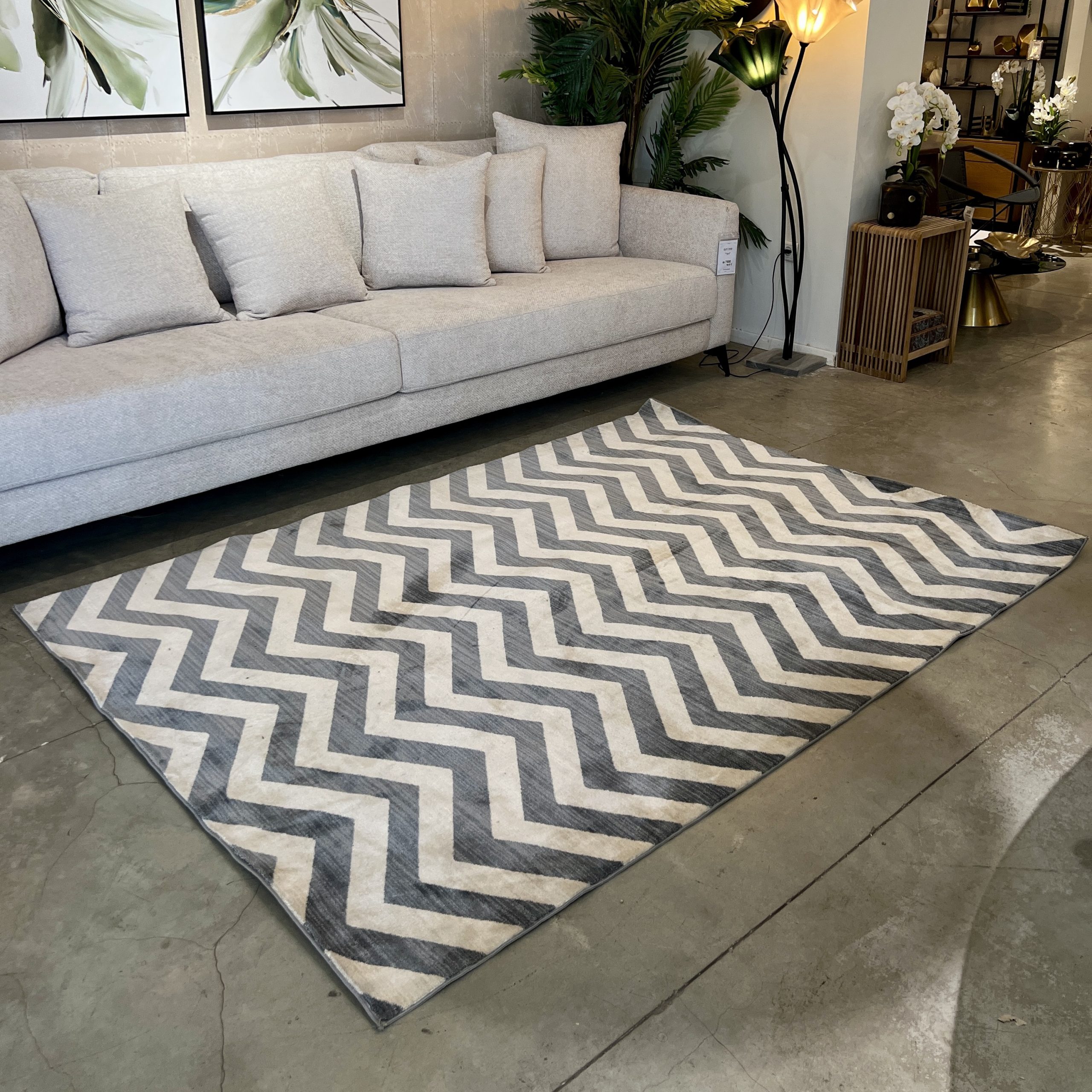 שטיח זיגזג תכלת שמנת דגם אריזונה