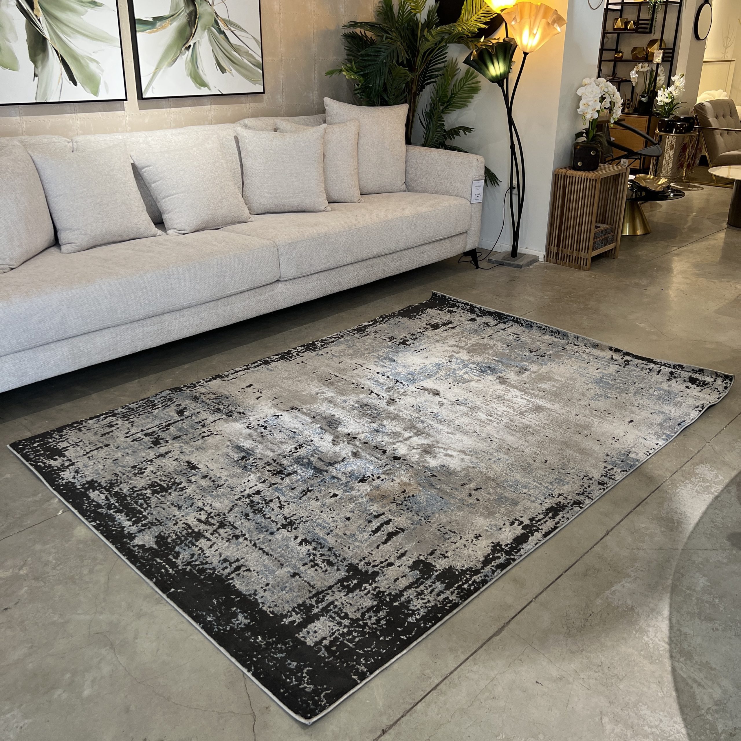 שטיח מודרני אפור כחול דגם רומא שטיח מודרני אפור כחול דגם רומא