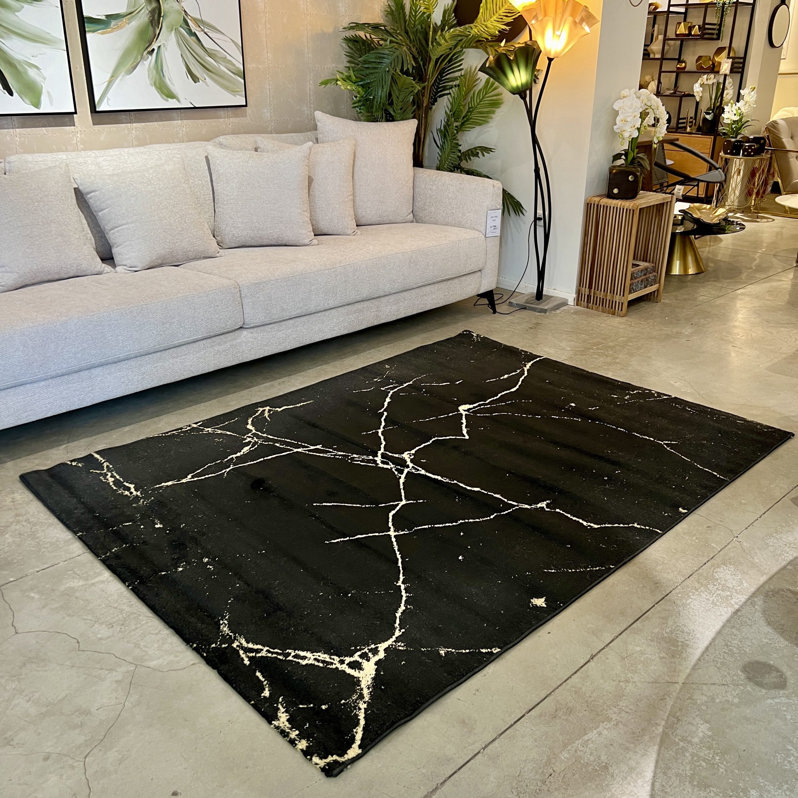 שטיח שיש שחור לבן דגם ויה שטיח שיש שחור לבן דגם ויה