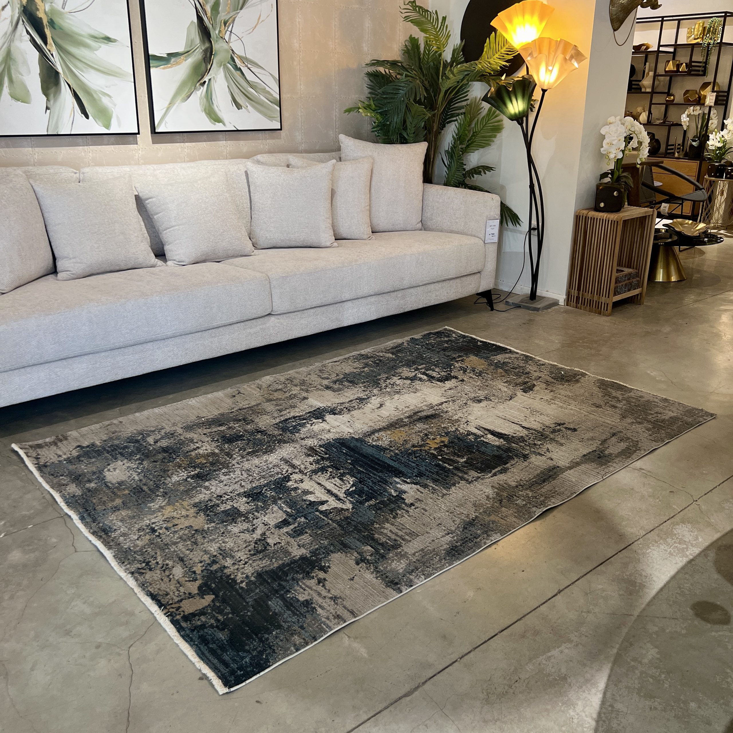 שטיח אפור כחול דגם אטלנטה שטיח אפור כחול דגם אטלנטה