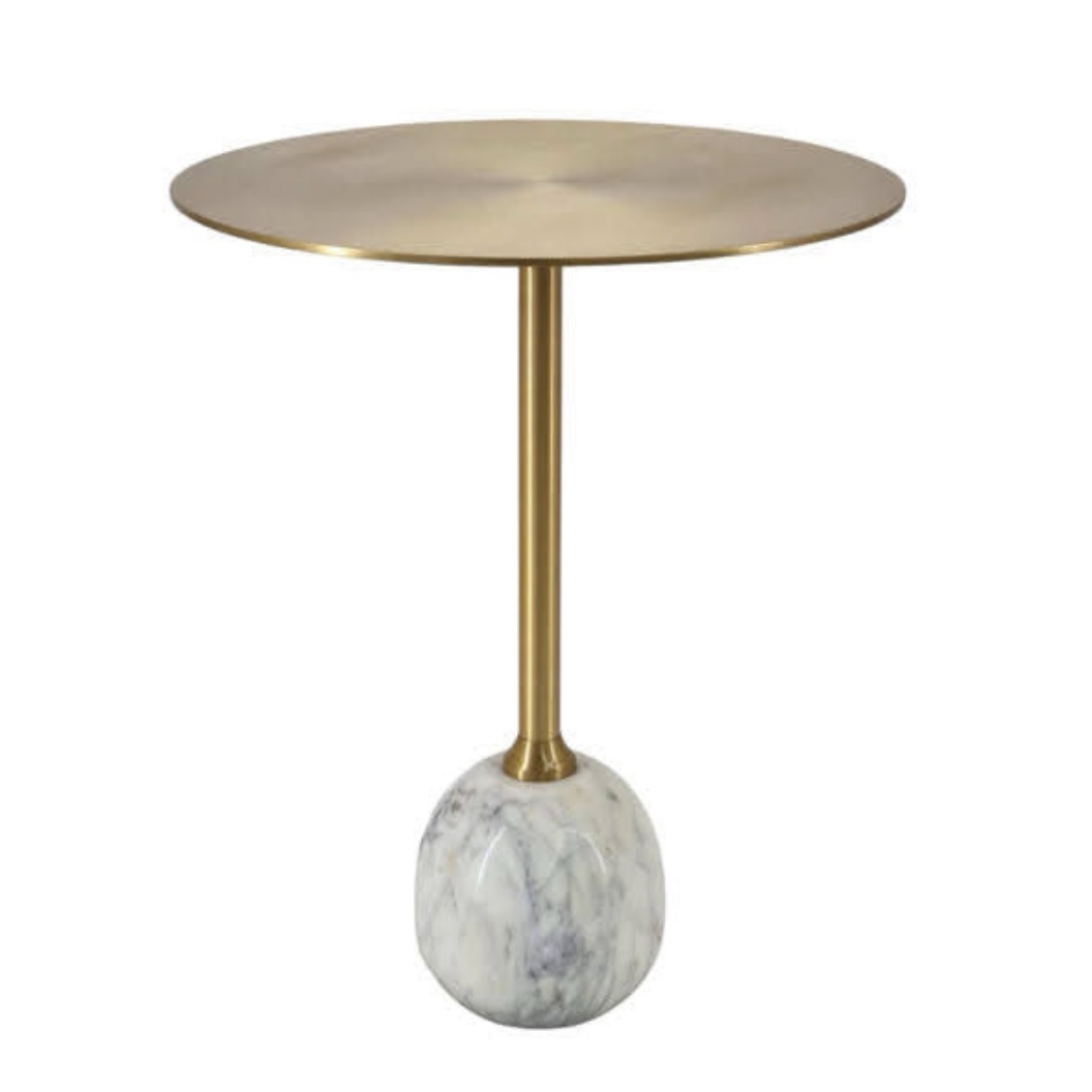 שולחן צד מגש זהב בסיס מרבל שיש שולחן צד מגש זהב בסיס מרבל שיש