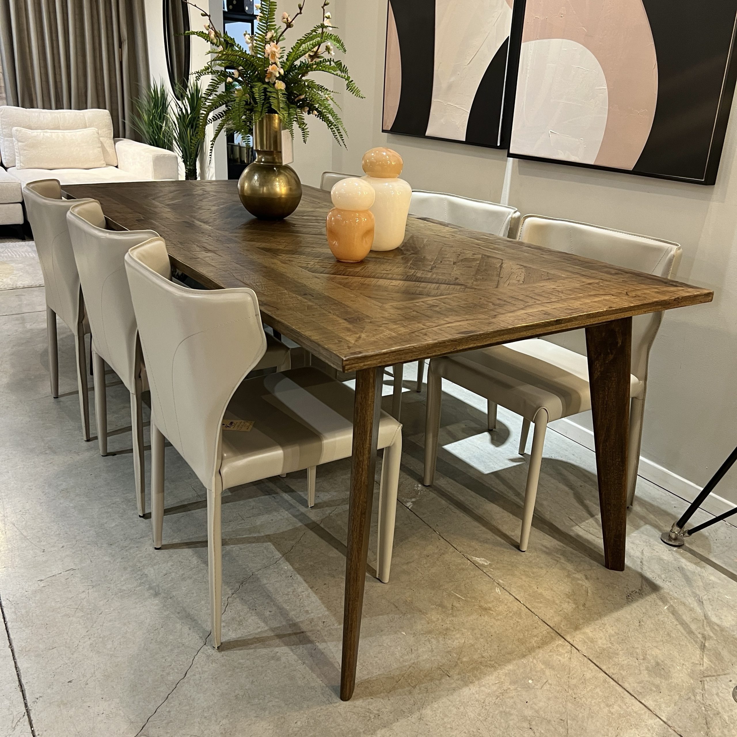 שולחן אוכל עץ מלבני מעוין מסגרת דגם דאלי שולחן אוכל עץ מלבני מעוין מסגרת דגם דאלי