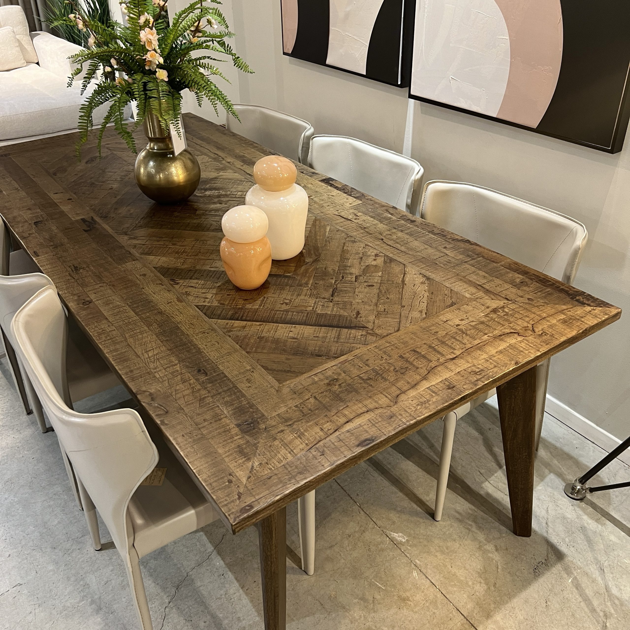 שולחן אוכל עץ מלבני מעוין מסגרת דגם דאלי שולחן אוכל עץ מלבני מעוין מסגרת דגם דאלי