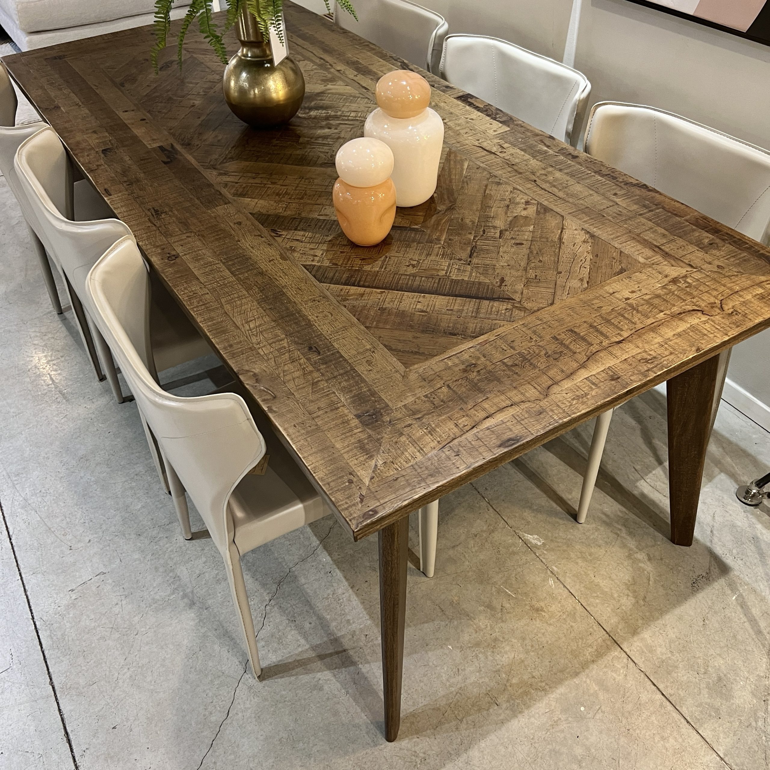 שולחן אוכל עץ מלבני מעוין מסגרת דגם דאלי שולחן אוכל עץ מלבני מעוין מסגרת דגם דאלי