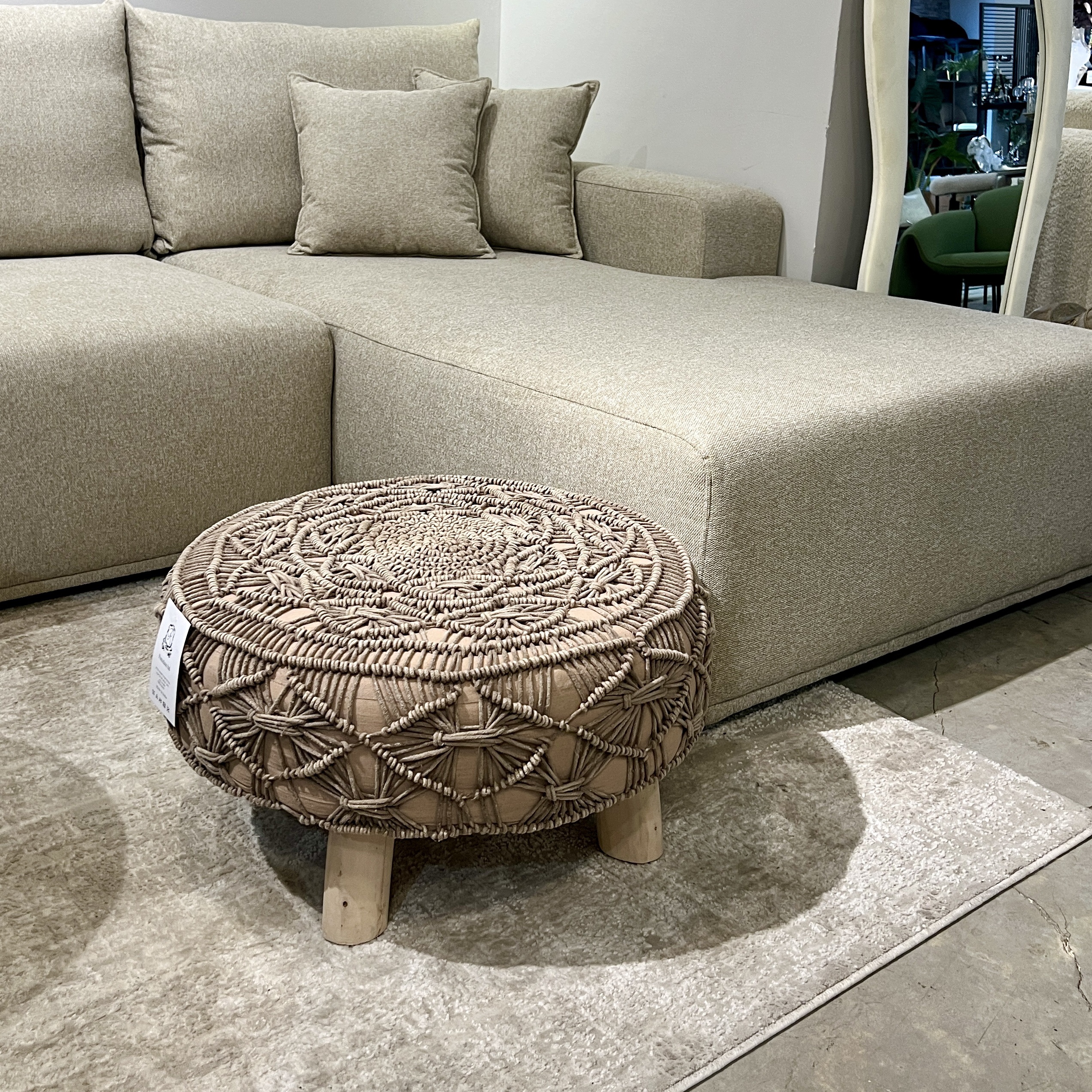 הדום עגול בינוני מקרמה בוהו גוון אבן