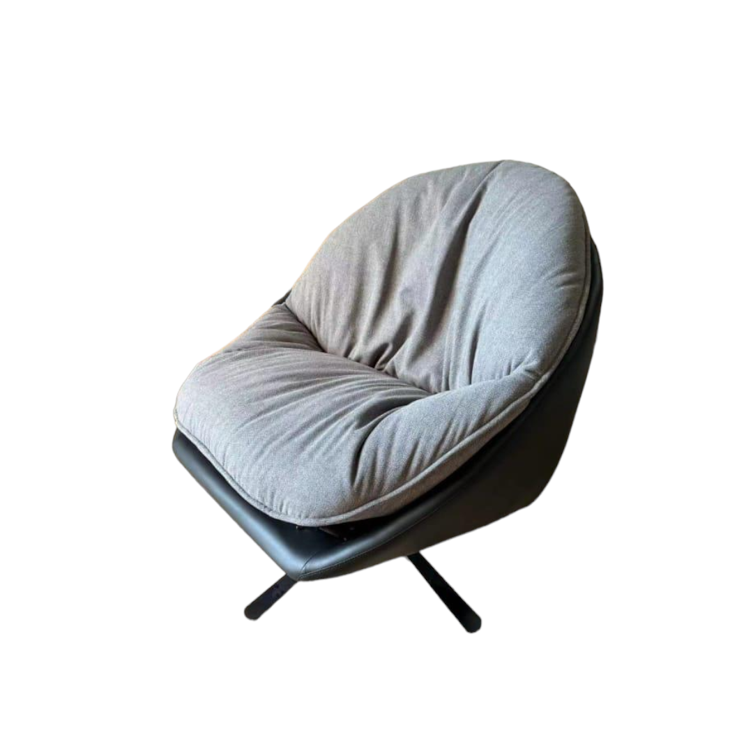 כורסא עגולה דילן מסתובבת גב דמוי עור שחור כרית נשלפת אריג אפור דגם סופיטל כורסא עגולה דילן מסתובבת גב דמוי עור שחור כרית נשלפת אריג אפור דגם סופיטל