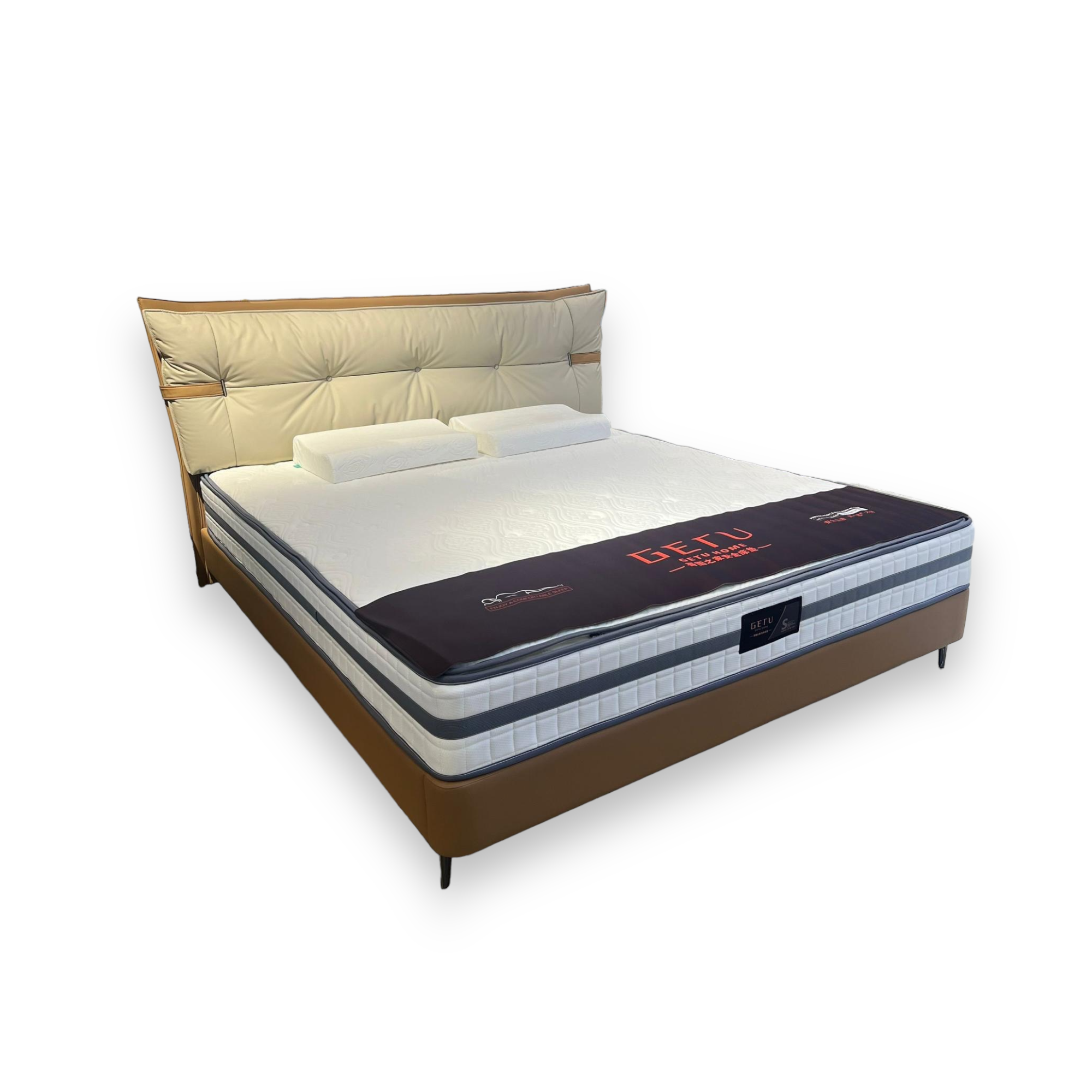 מיטה קררה עור משולב כאמל בז דגם סופיטל מיטה קררה עור משולב כאמל בז דגם סופיטל