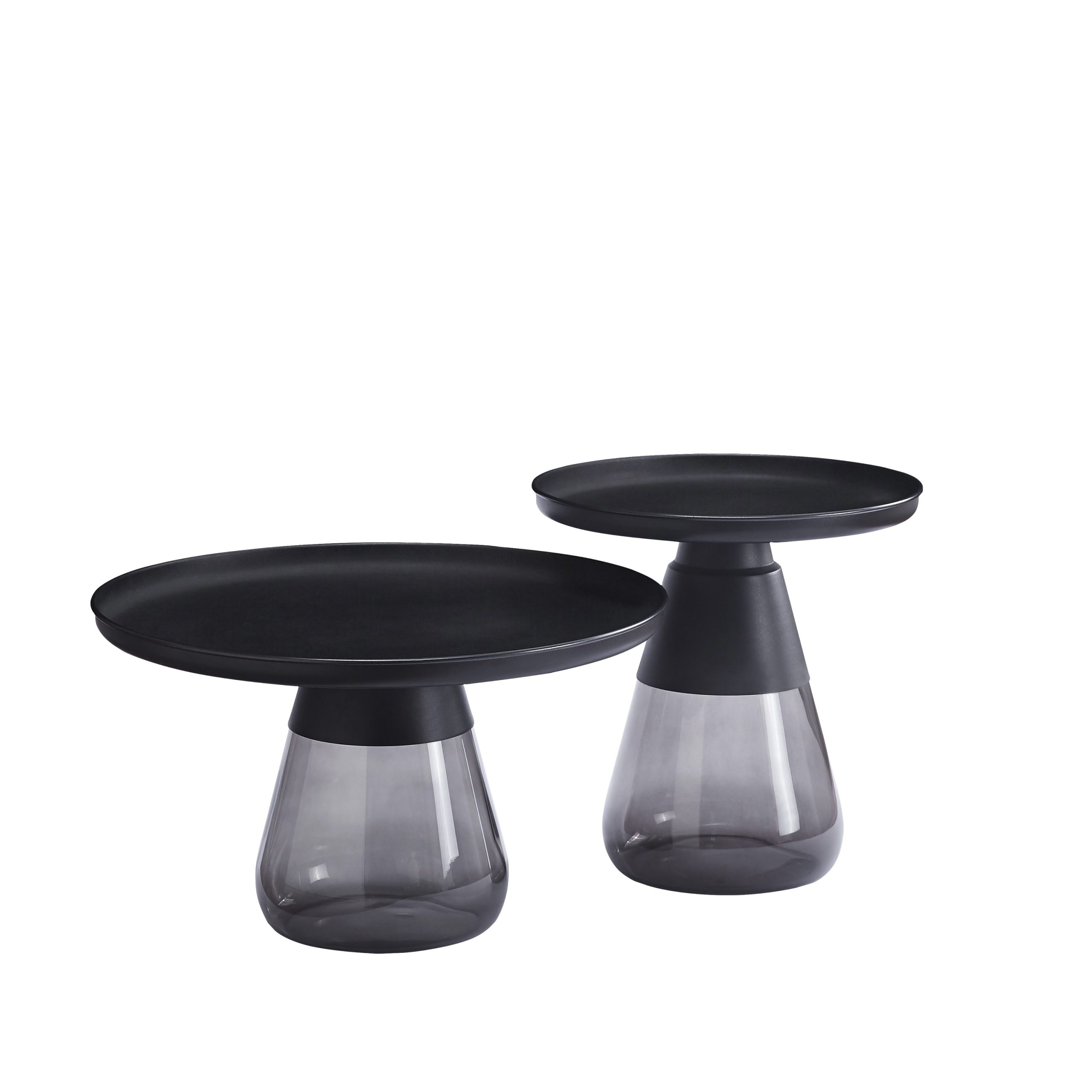 סט שולחנות סלון מגש ברזל ורגל זכוכית כהה דגם גרייס סט שולחנות סלון מגש ברזל ורגל זכוכית כהה דגם גרייס