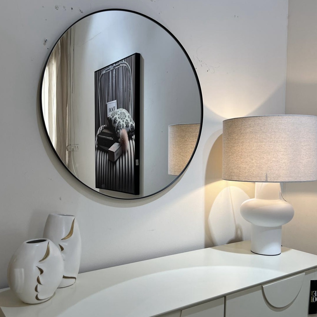 מראה עגולה מסגרת ברזל שחור קוטר 60 דגם איקו מראה עגולה מסגרת ברזל שחור קוטר 60 דגם איקו