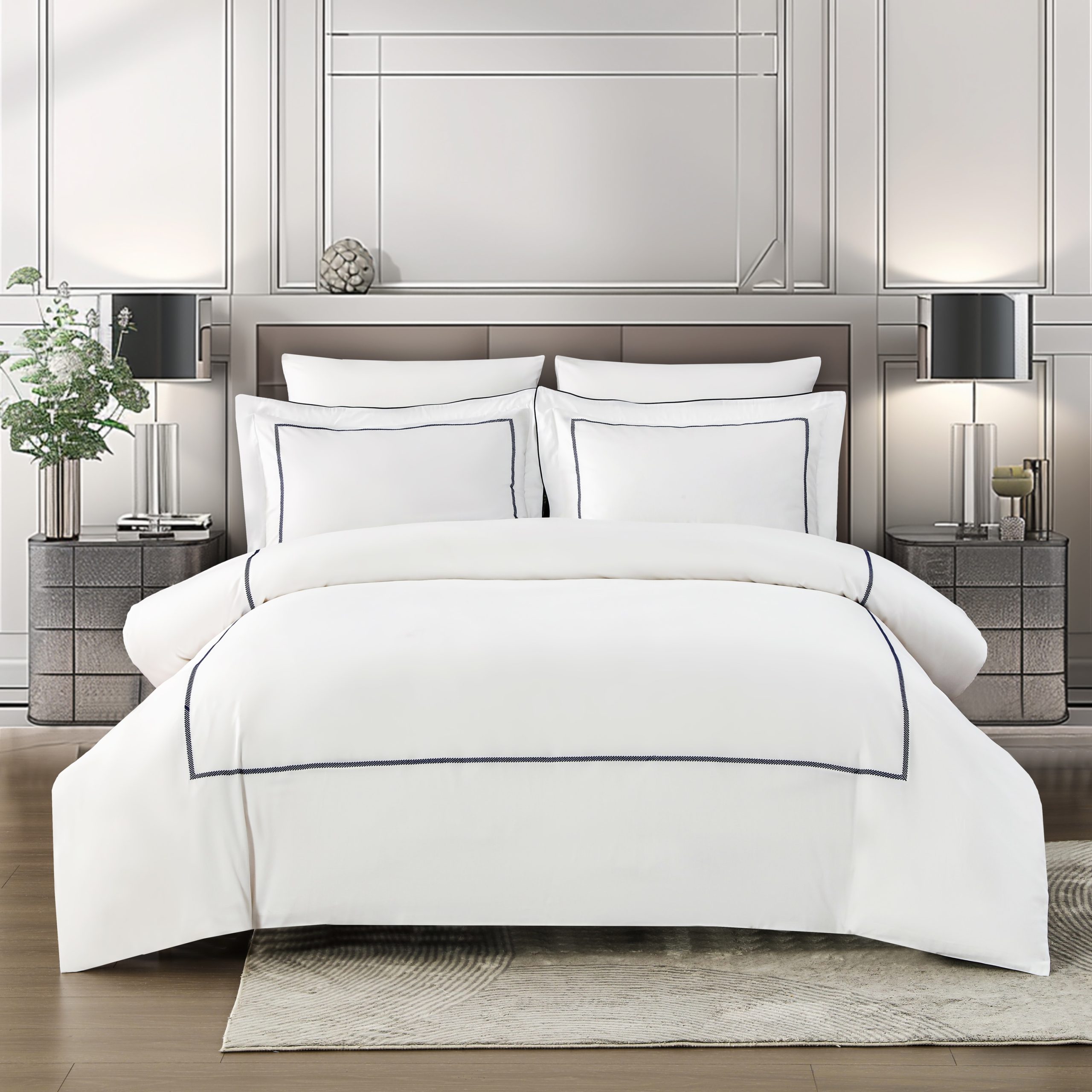 סט מצעים לבן ושחור דגם רויאלטי מאריוט סט מצעים לבן ושחור דגם רויאלטי מאריוט