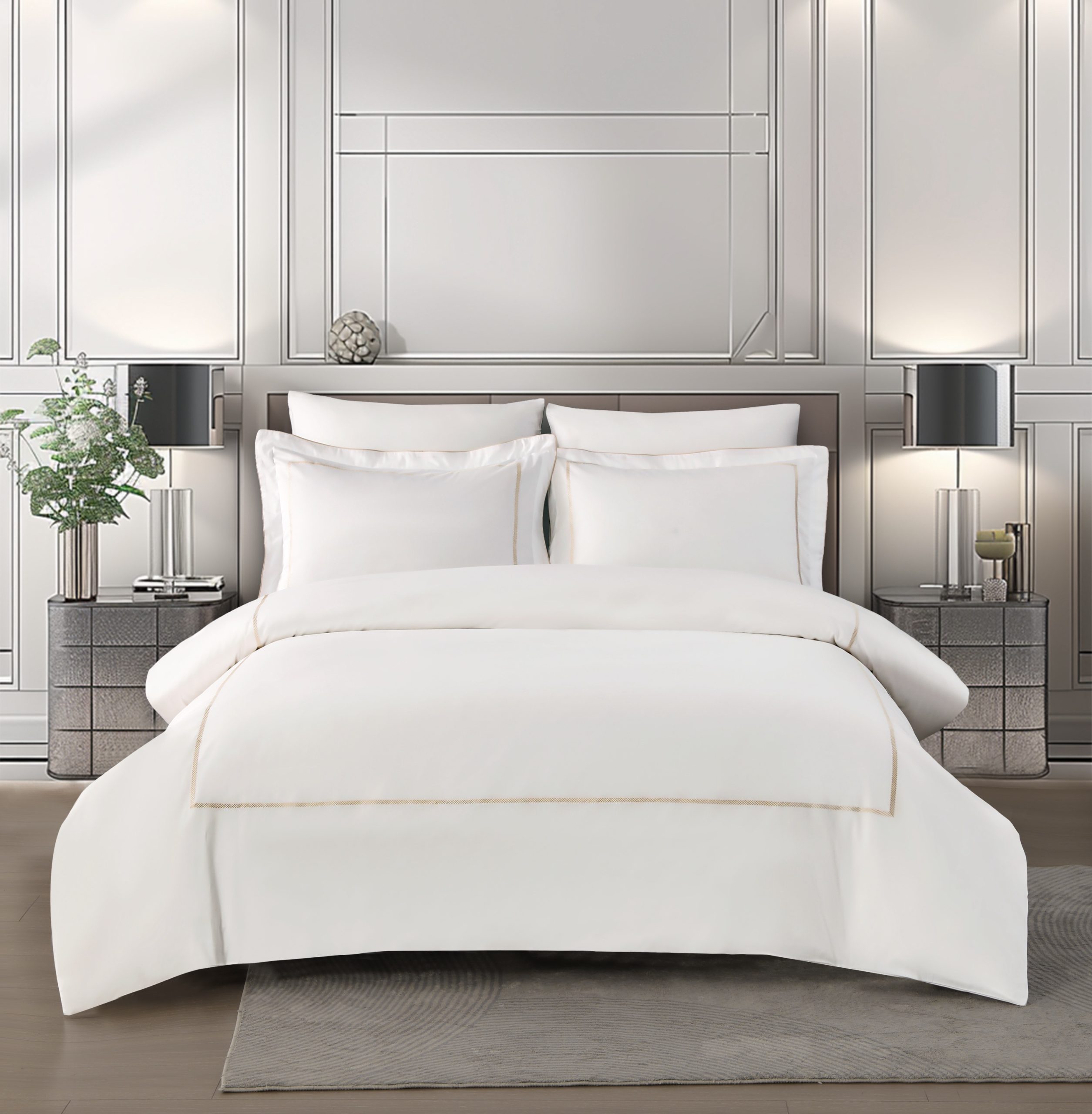 סט מצעים לבן וזהב דגם רויאלטי מאריוט סט מצעים לבן וזהב דגם רויאלטי מאריוט