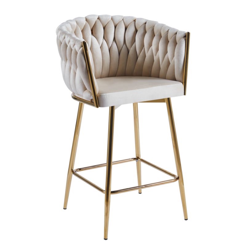 כיסא בר מעוצב יוקרתי שמנת רגל זהב דגם מורין כיסא בר מעוצב יוקרתי שמנת רגל זהב דגם מורין