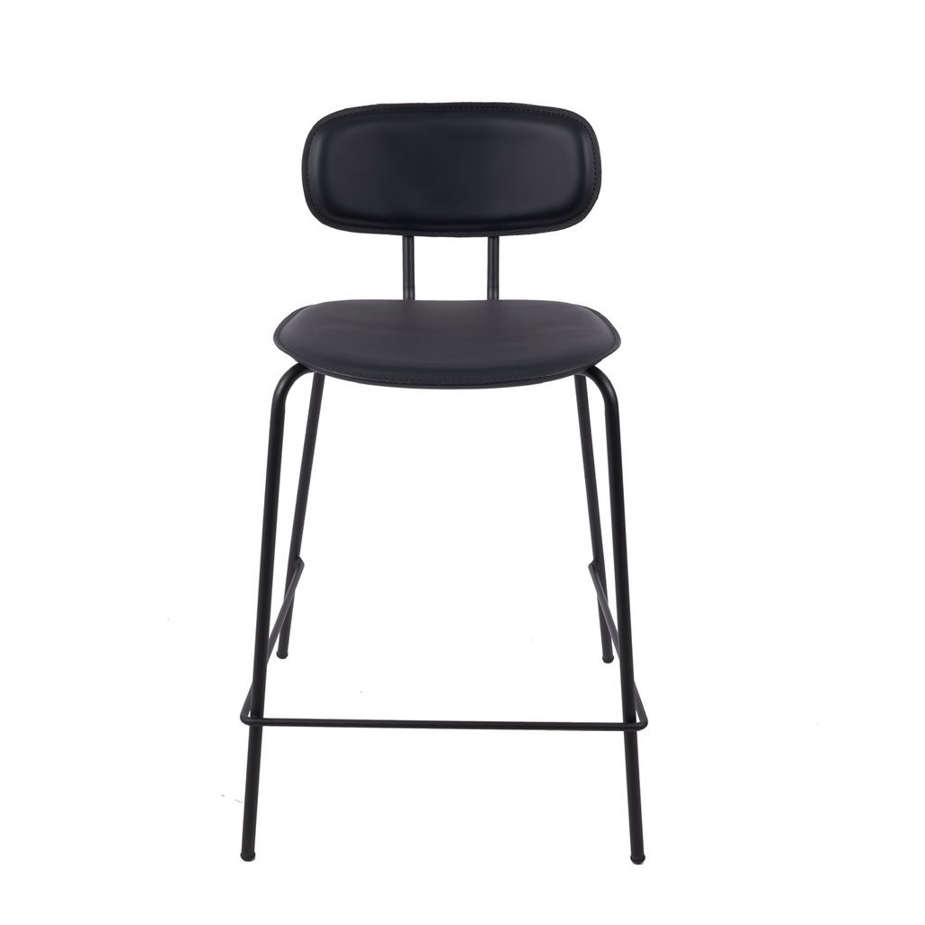 כיסא בר דגם ניו סטפני דמוי עור שחור רגל שחורה כיסא בר דגם ניו סטפני דמוי עור שחור רגל שחורה