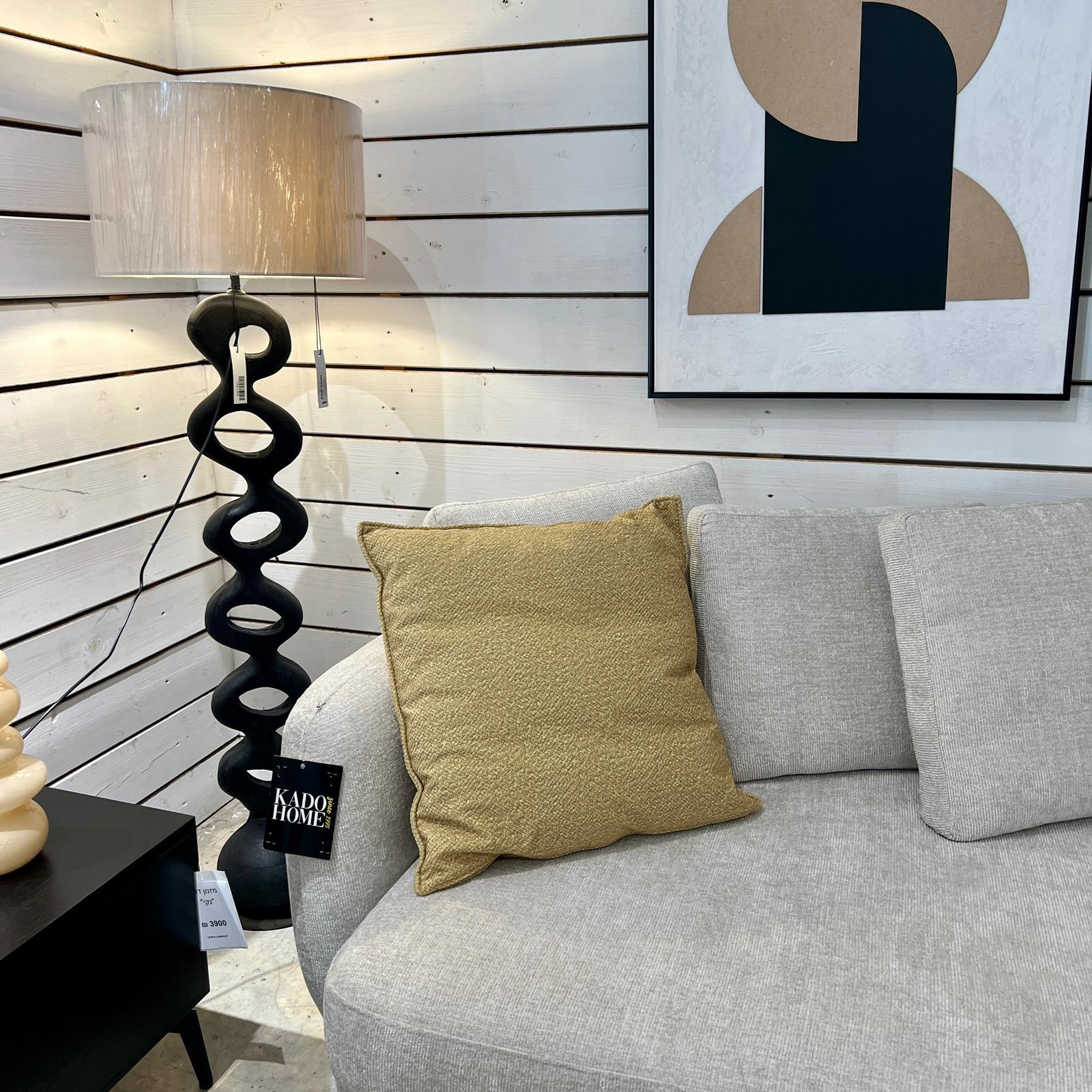 כרית נוי מרובעת חרדל מילוי נוצות כרית נוי מרובעת חרדל מילוי נוצות