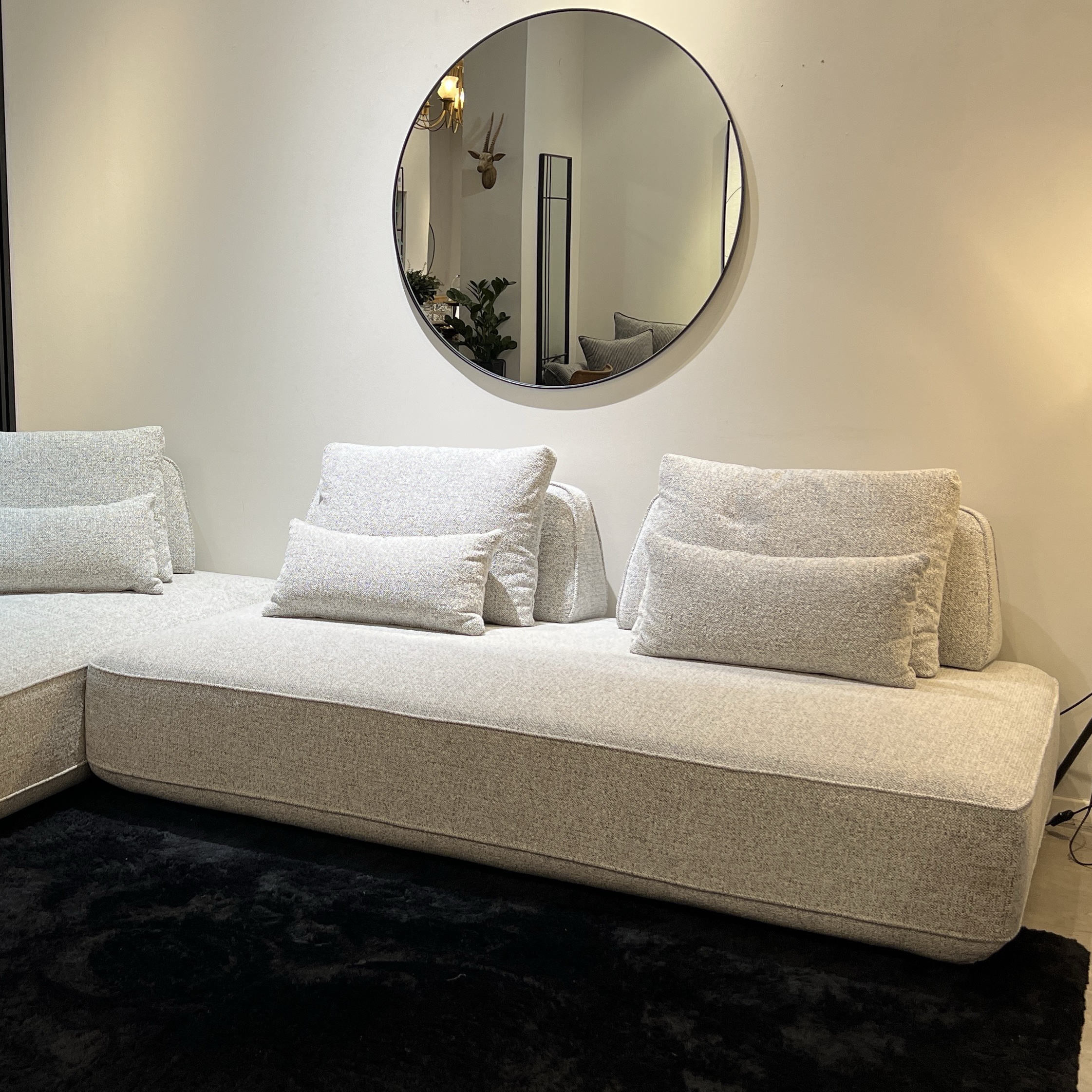 ספה מודולרית פינתית בד אריג אפור אבן בהיר דגם מייסון ספה מודולרית פינתית בד אריג אפור אבן בהיר דגם מייסון