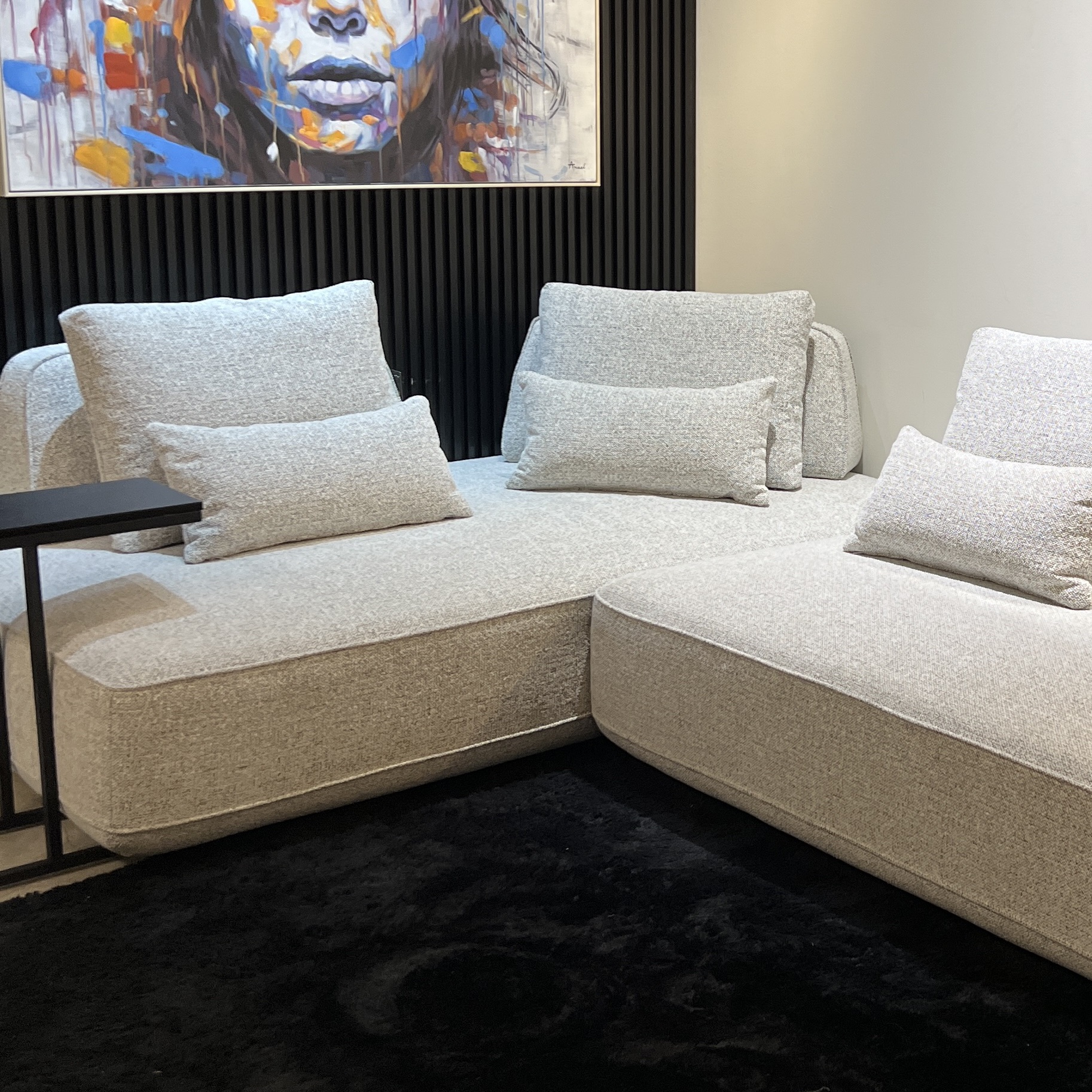 ספה מודולרית פינתית בד אריג אפור אבן בהיר דגם מייסון ספה מודולרית פינתית בד אריג אפור אבן בהיר דגם מייסון