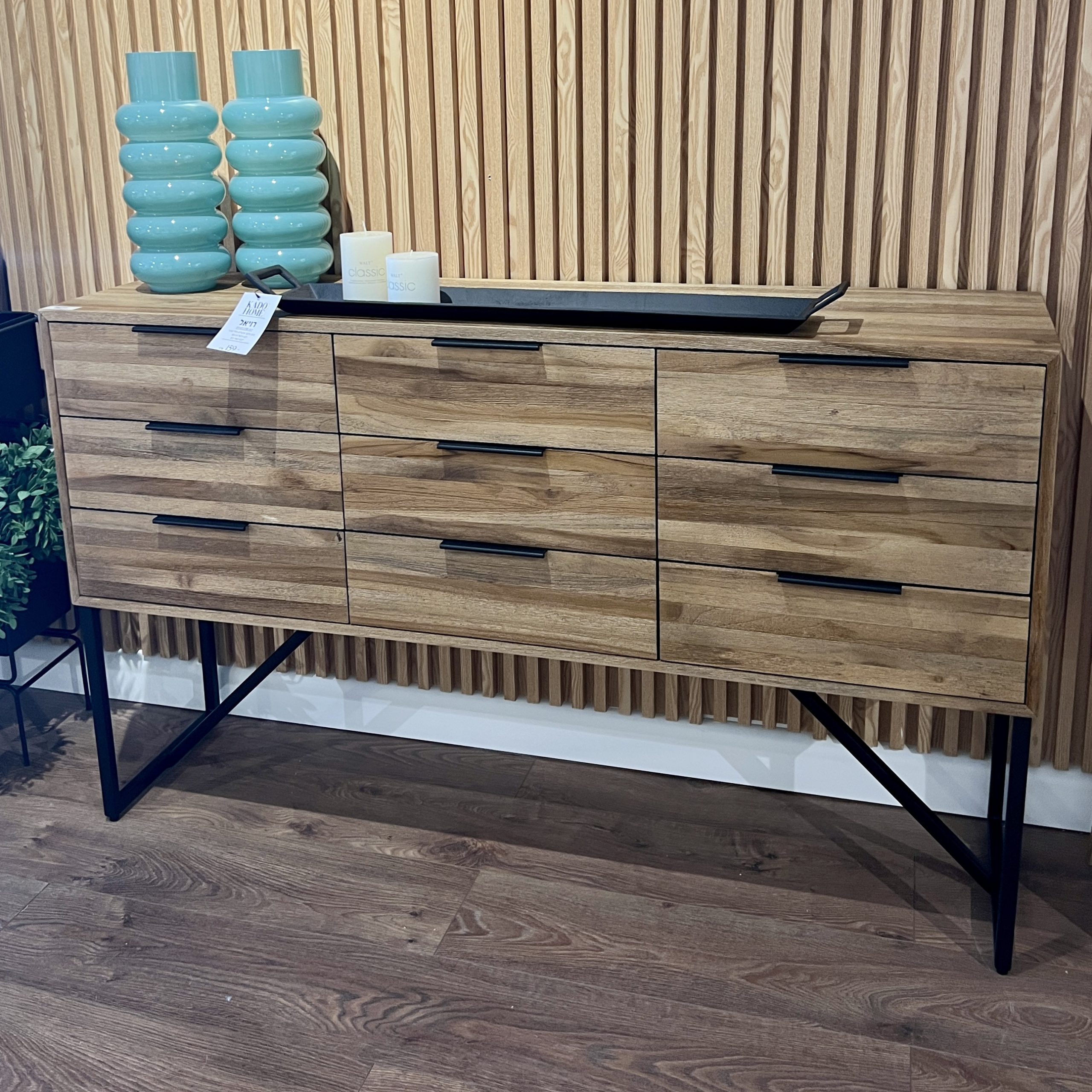 קונסולה 9 מגירות אלון טבעי דגם פורצלן