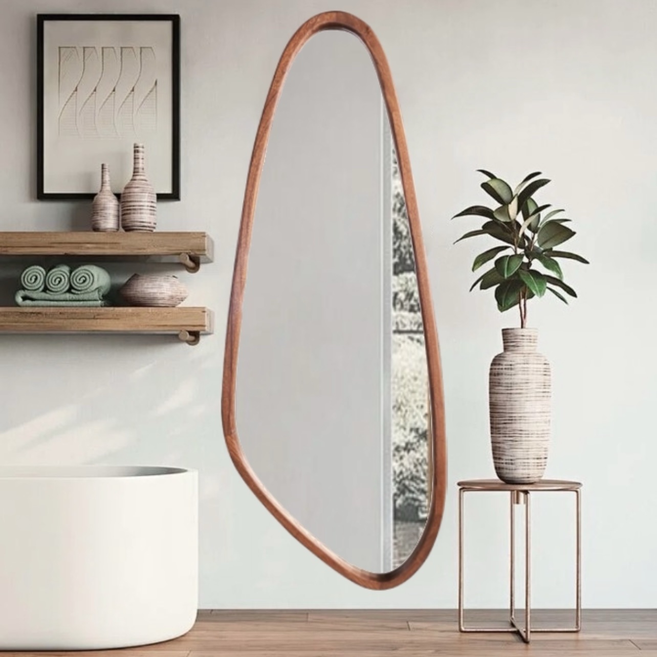 מראת עץ אגוז רובי דגם פרל מראת עץ אגוז רובי דגם פרל