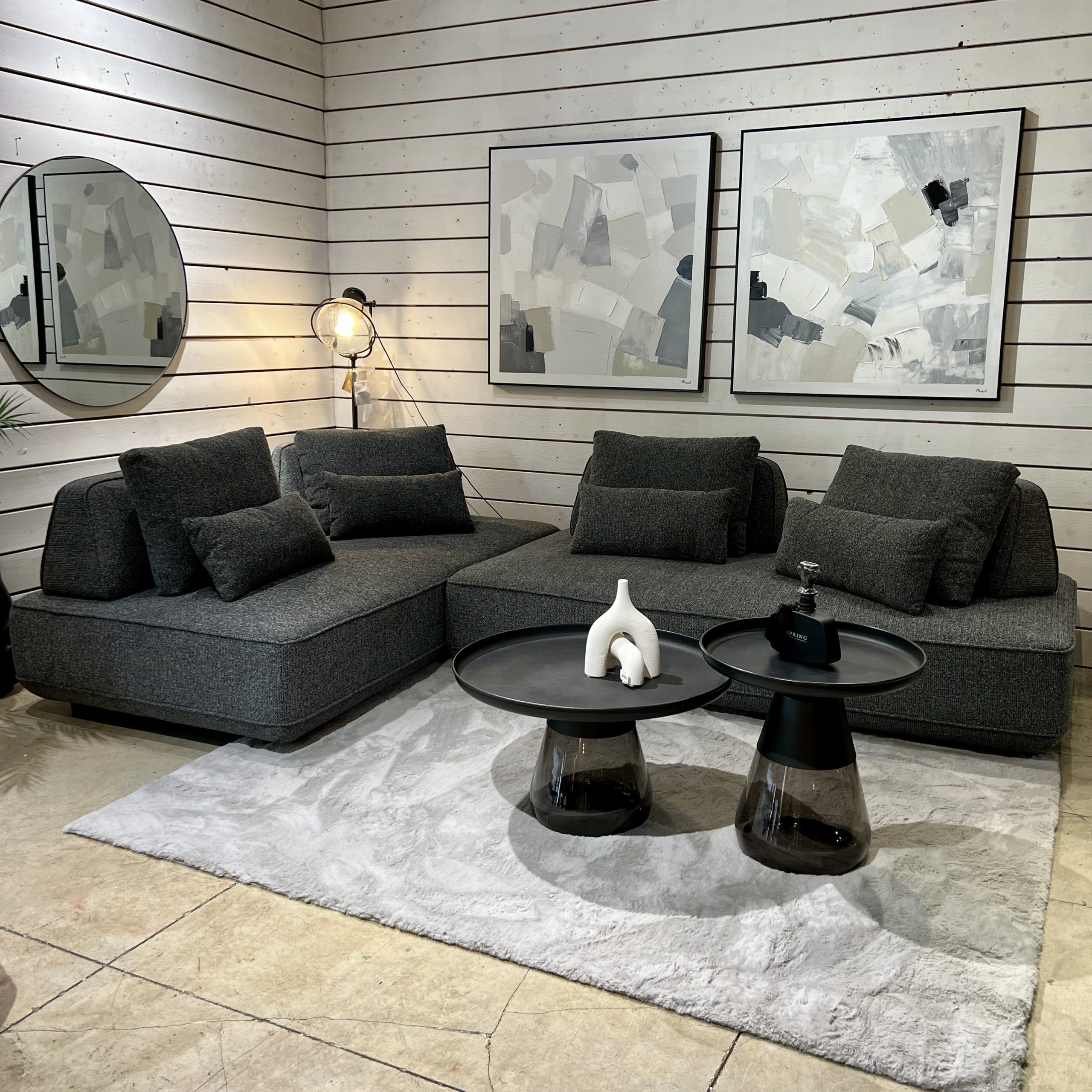 ספה מודולרית פינתית בד אריג אפור שחור דגם מייסון ספה מודולרית פינתית בד אריג אפור שחור דגם מייסון