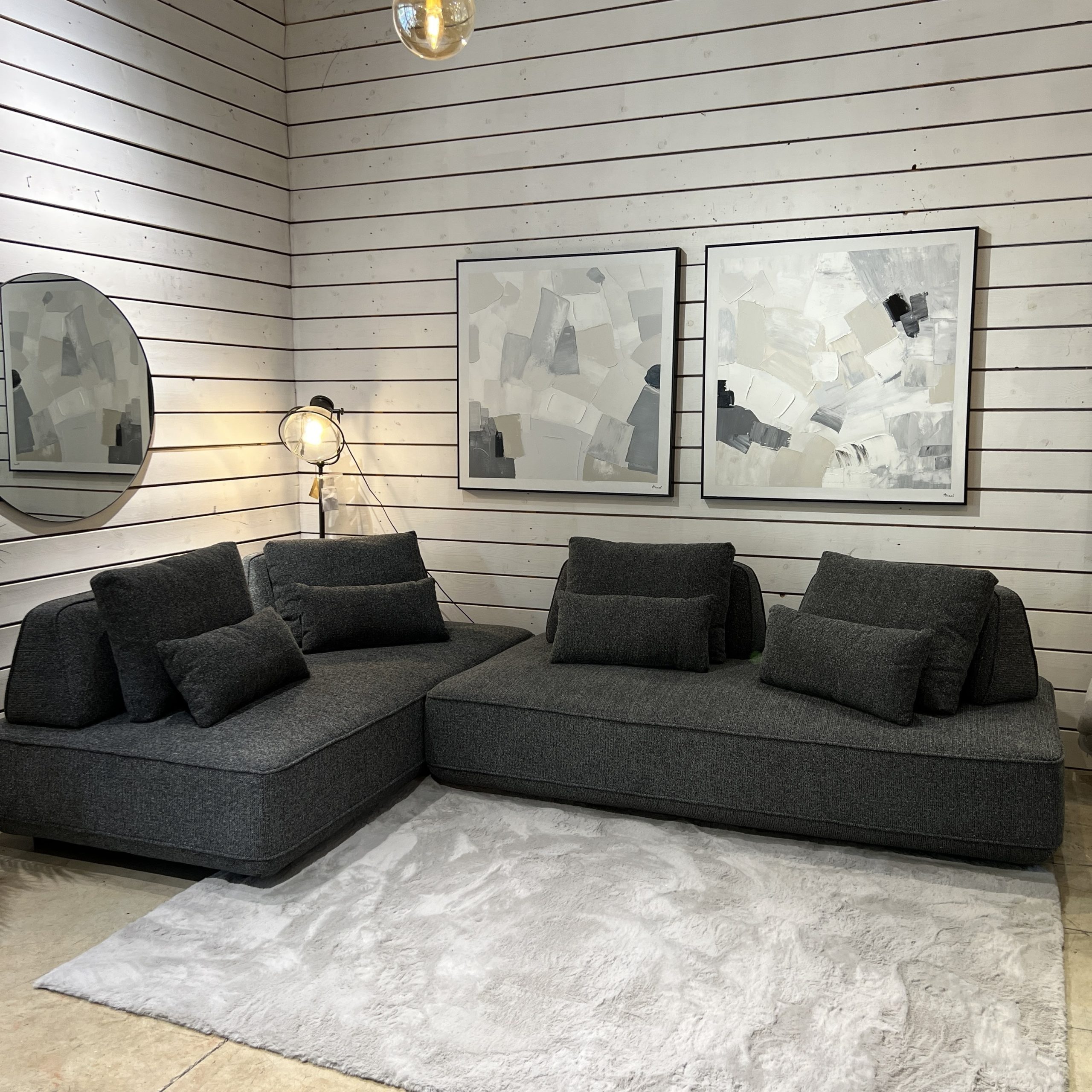 ספה מודולרית פינתית בד אריג אפור שחור דגם מייסון photo number 5